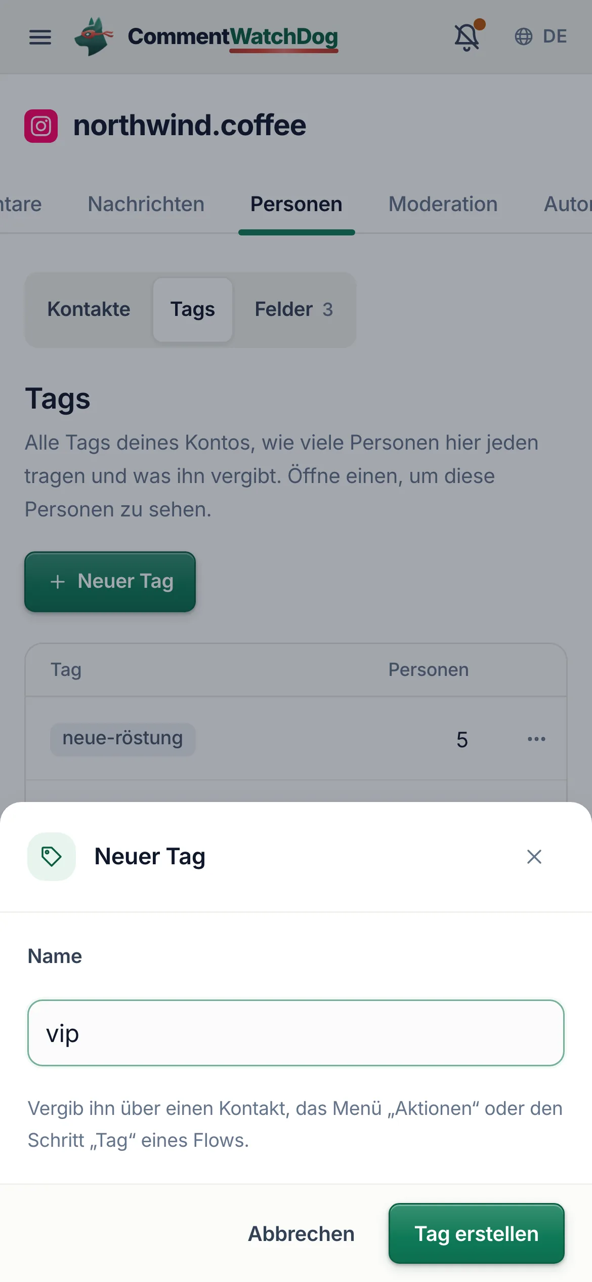 Dasselbe auf dem Handy.