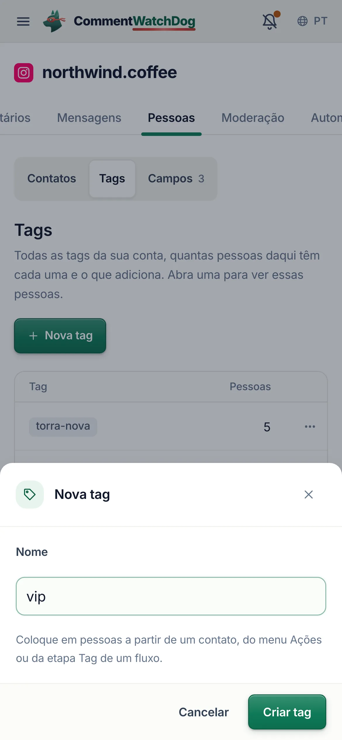 O mesmo em um celular.