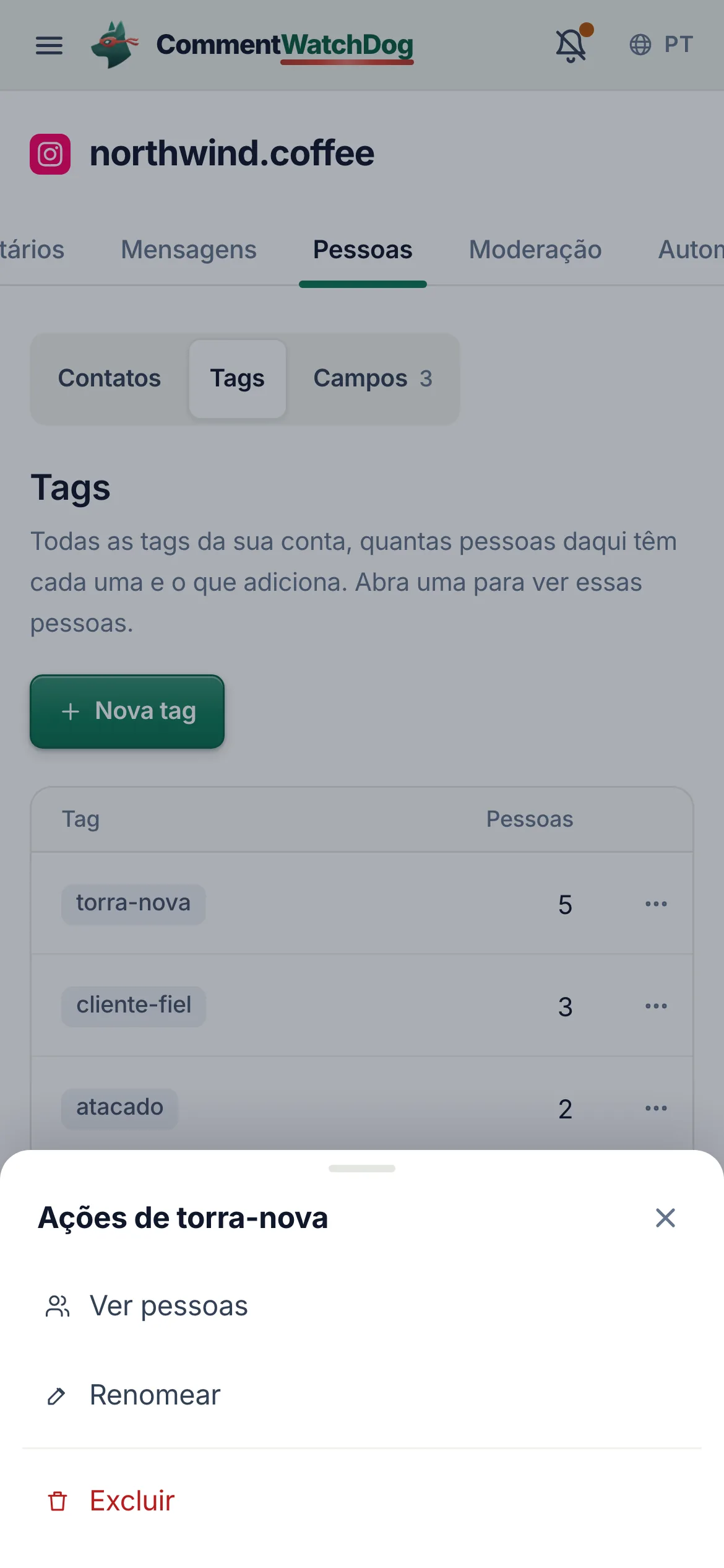 O mesmo em um celular.
