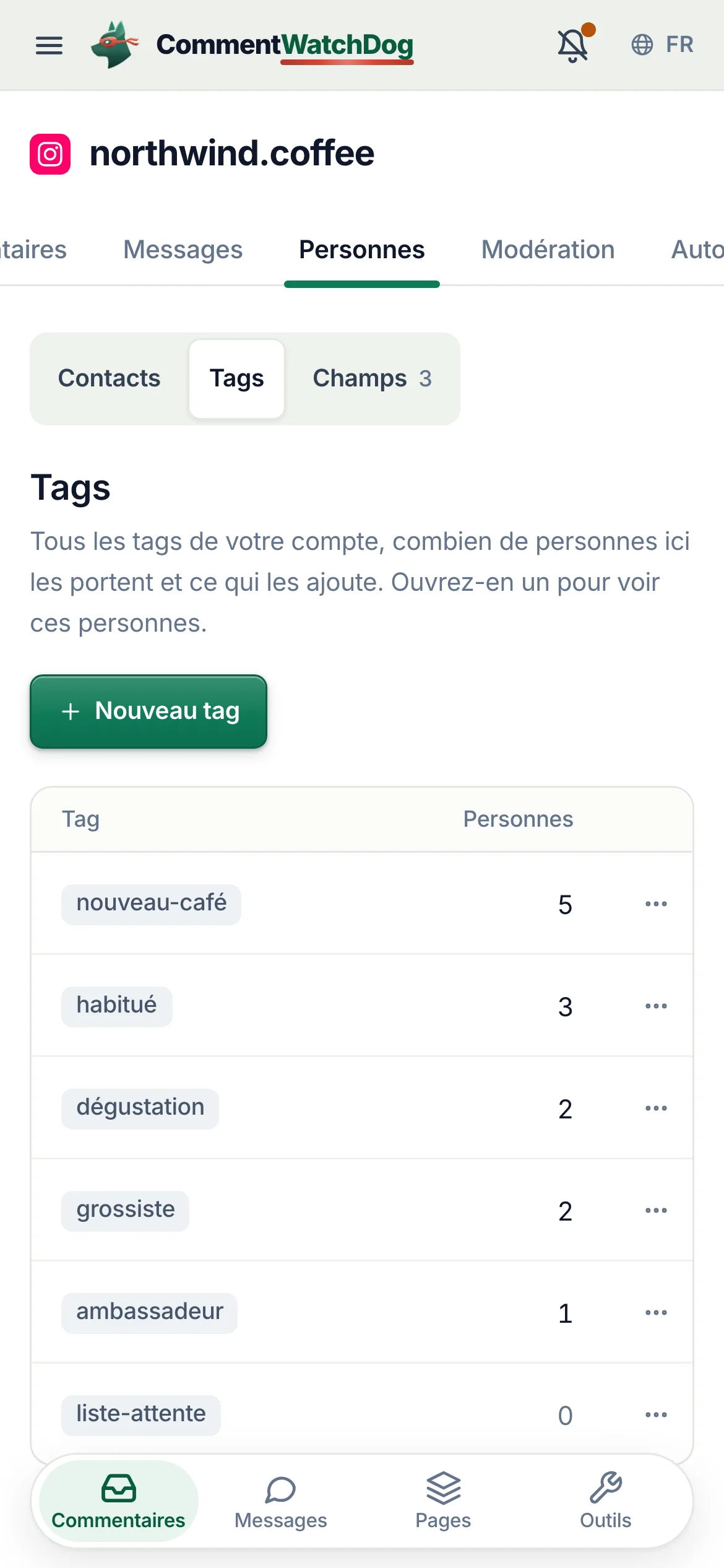 Tags sur un téléphone.