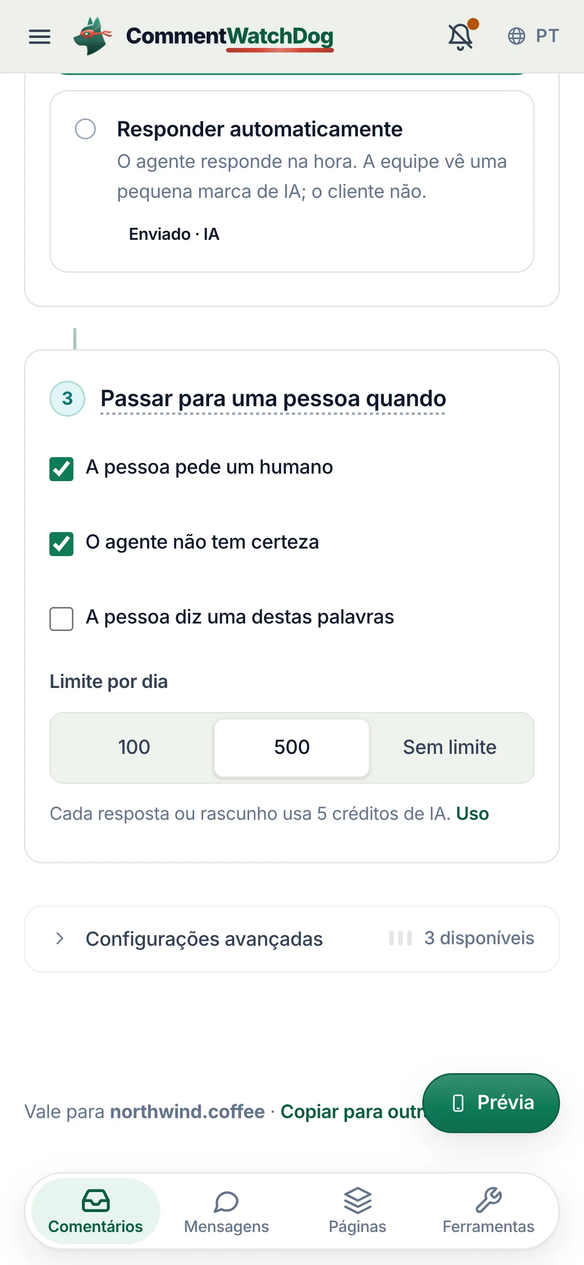 O mesmo em um celular.