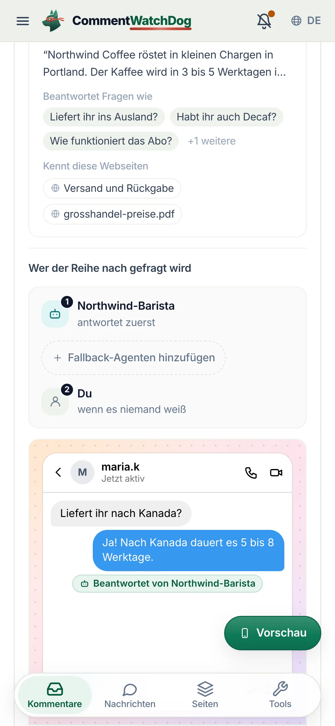 Dasselbe auf dem Handy.
