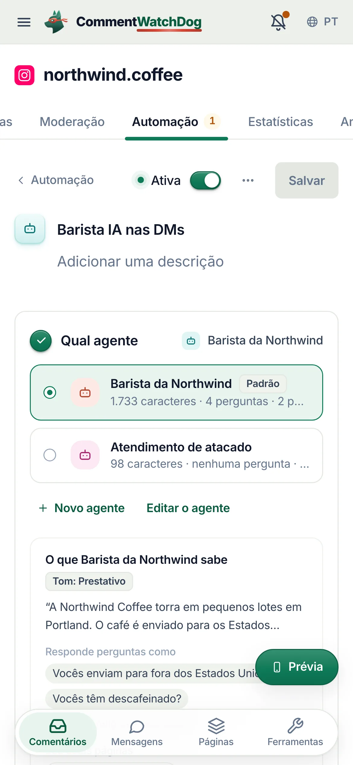O mesmo em um celular.