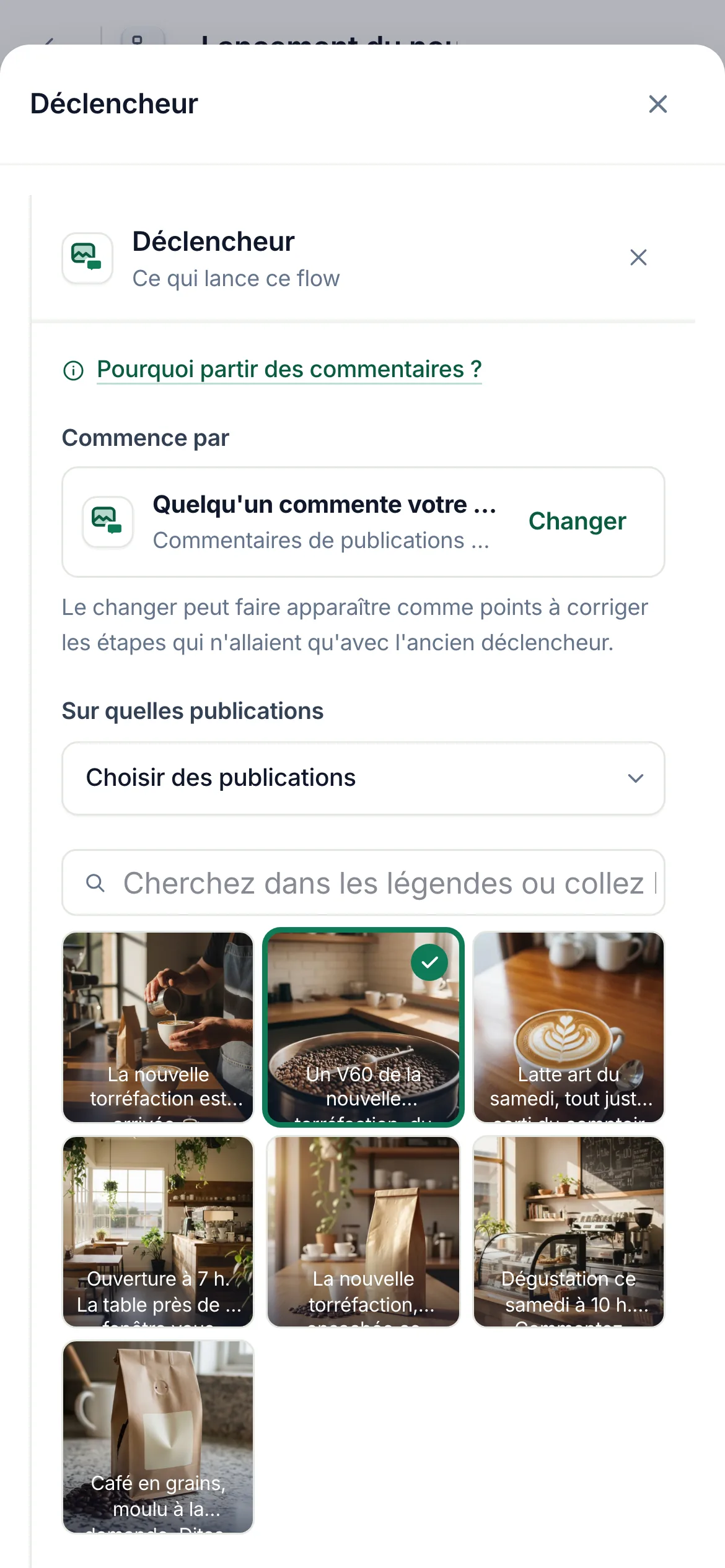 Le même menu sur un téléphone.
