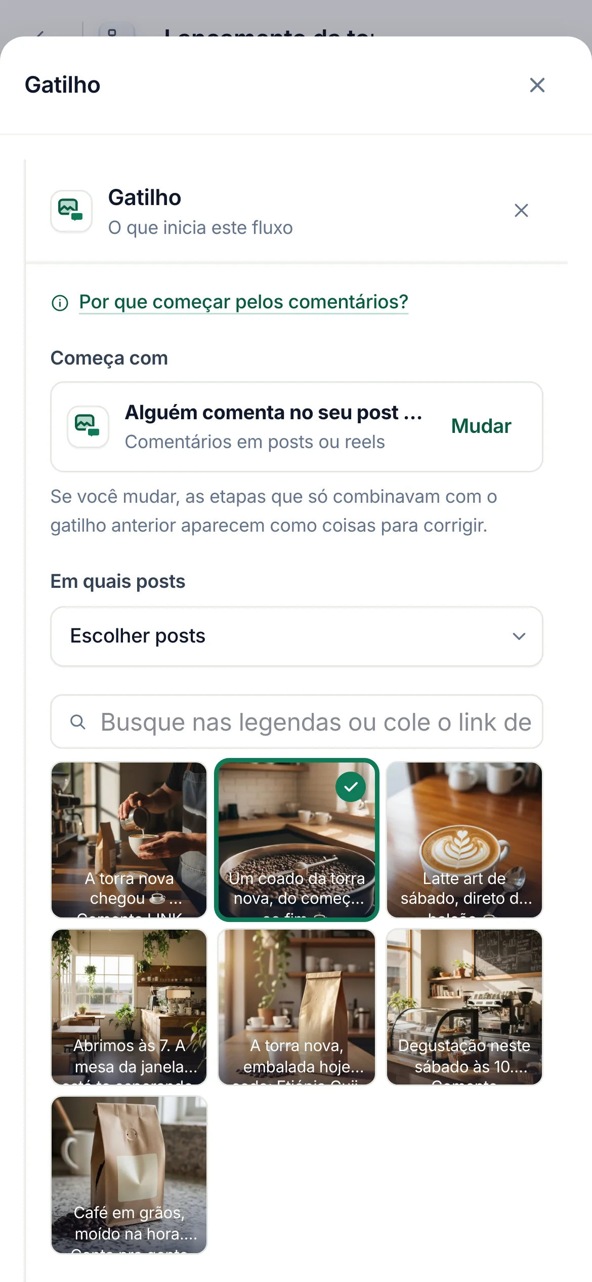 O mesmo menu no celular.