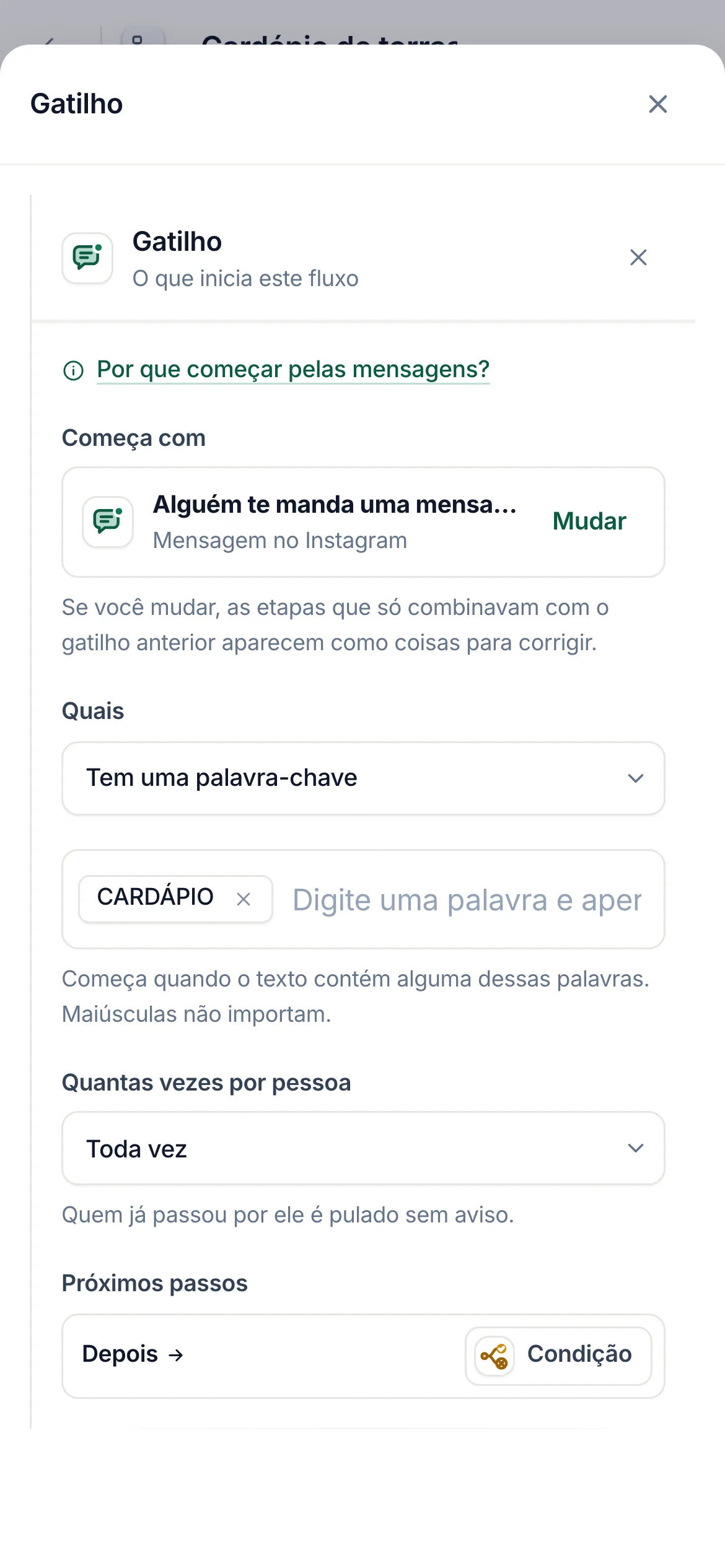 O mesmo em um celular.