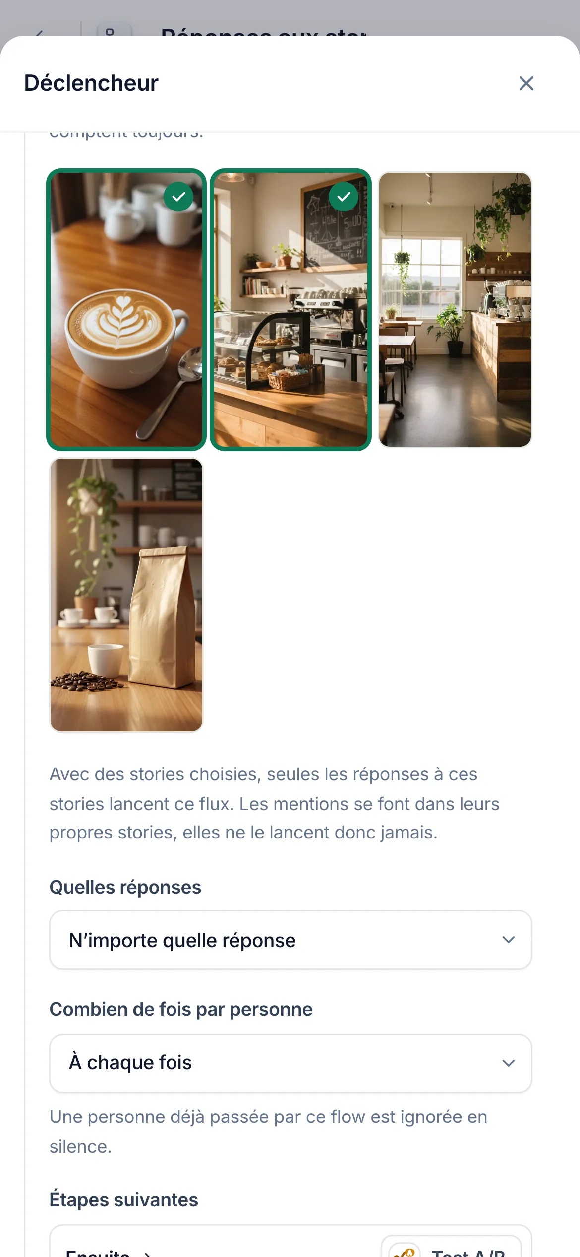 Quelles réponses sur un téléphone, sous Quelles stories.