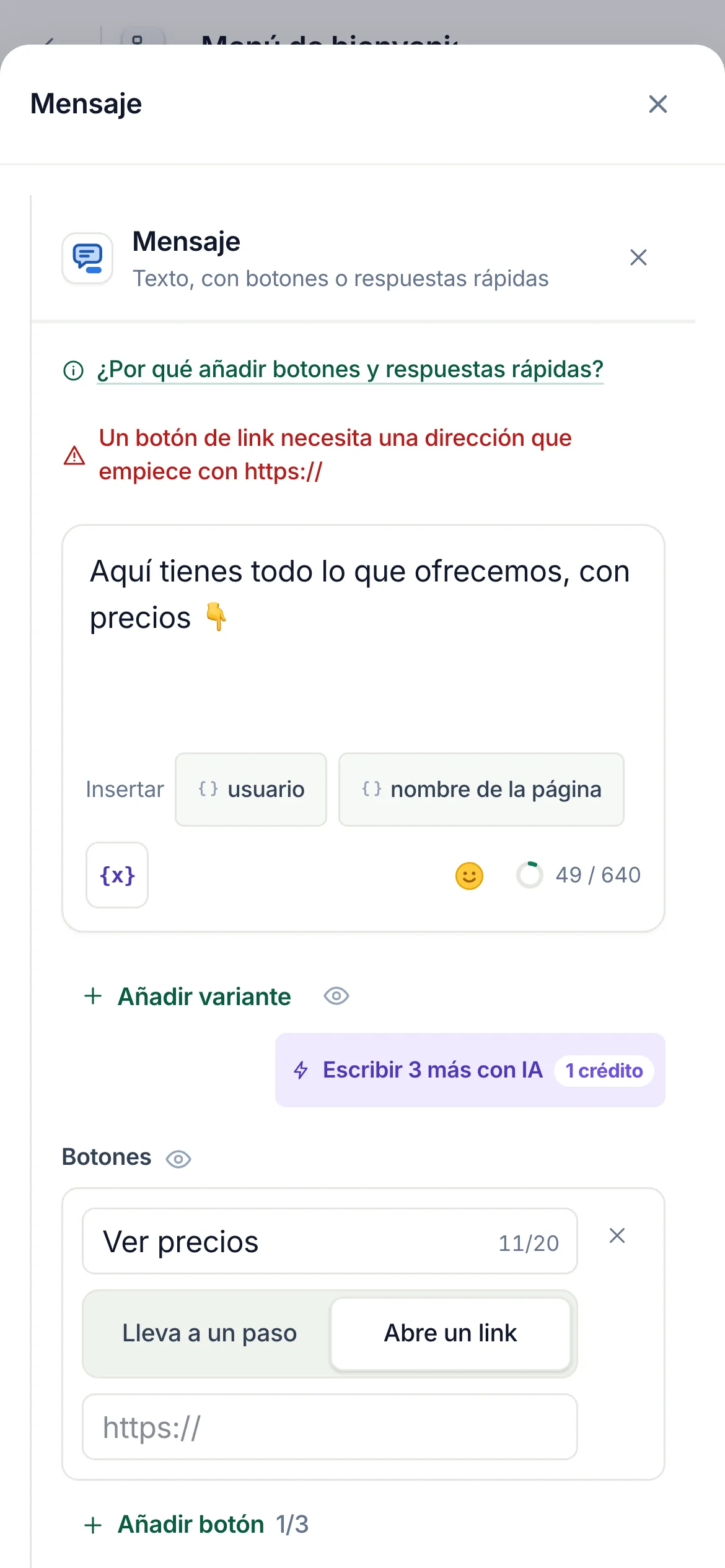 La hoja del paso en un teléfono, abierta en lo que falta.