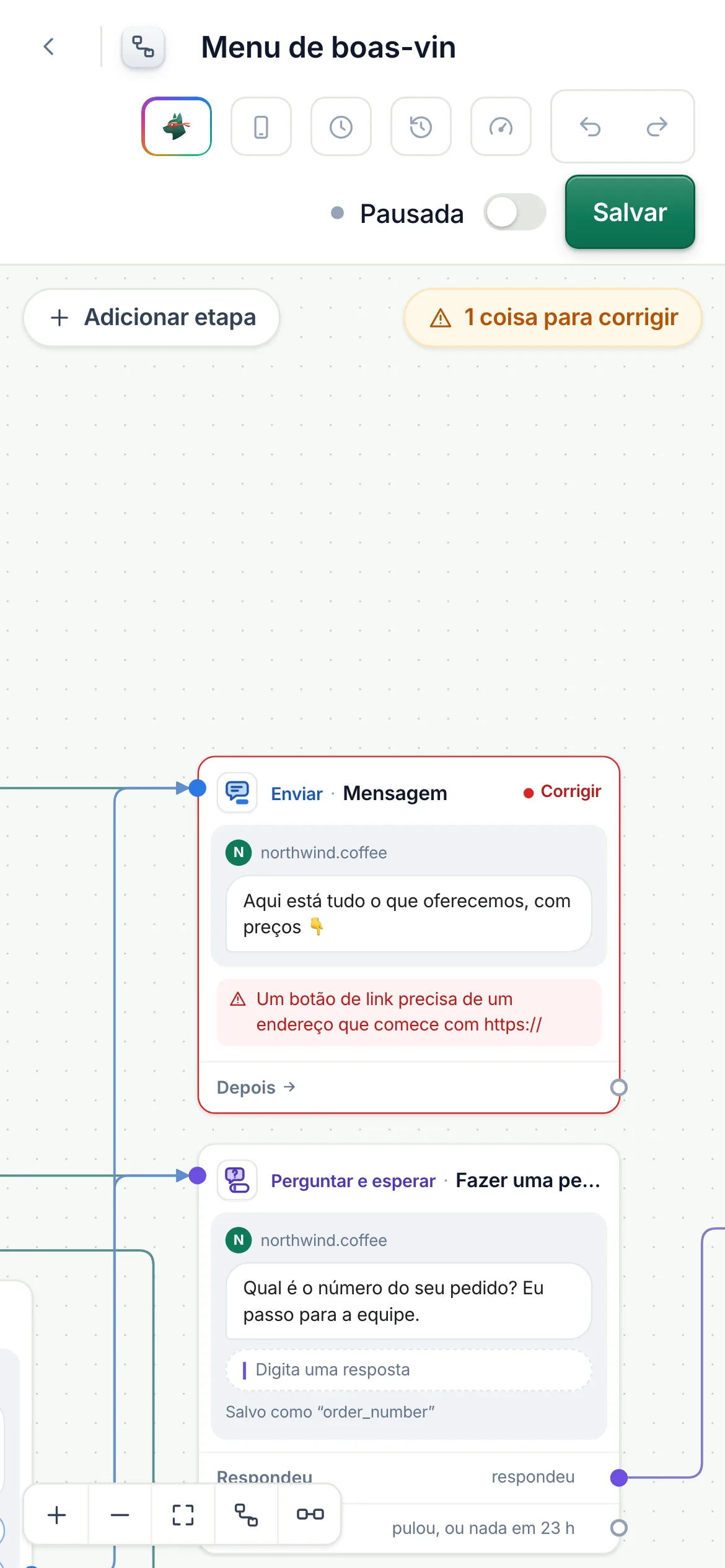 A mesma contagem no celular.