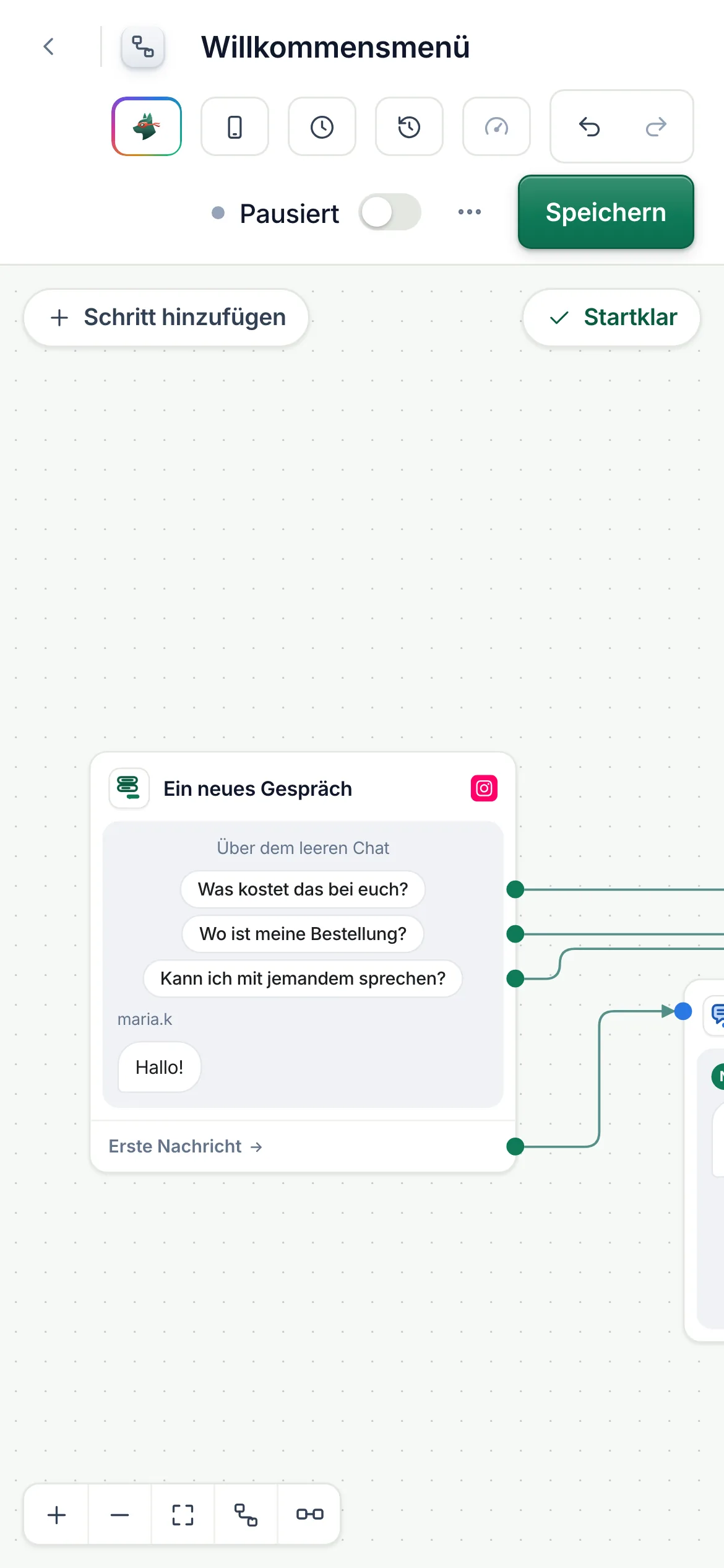 Der Schalter „Aktiv“ auf dem Handy, sobald nichts mehr zu beheben ist.