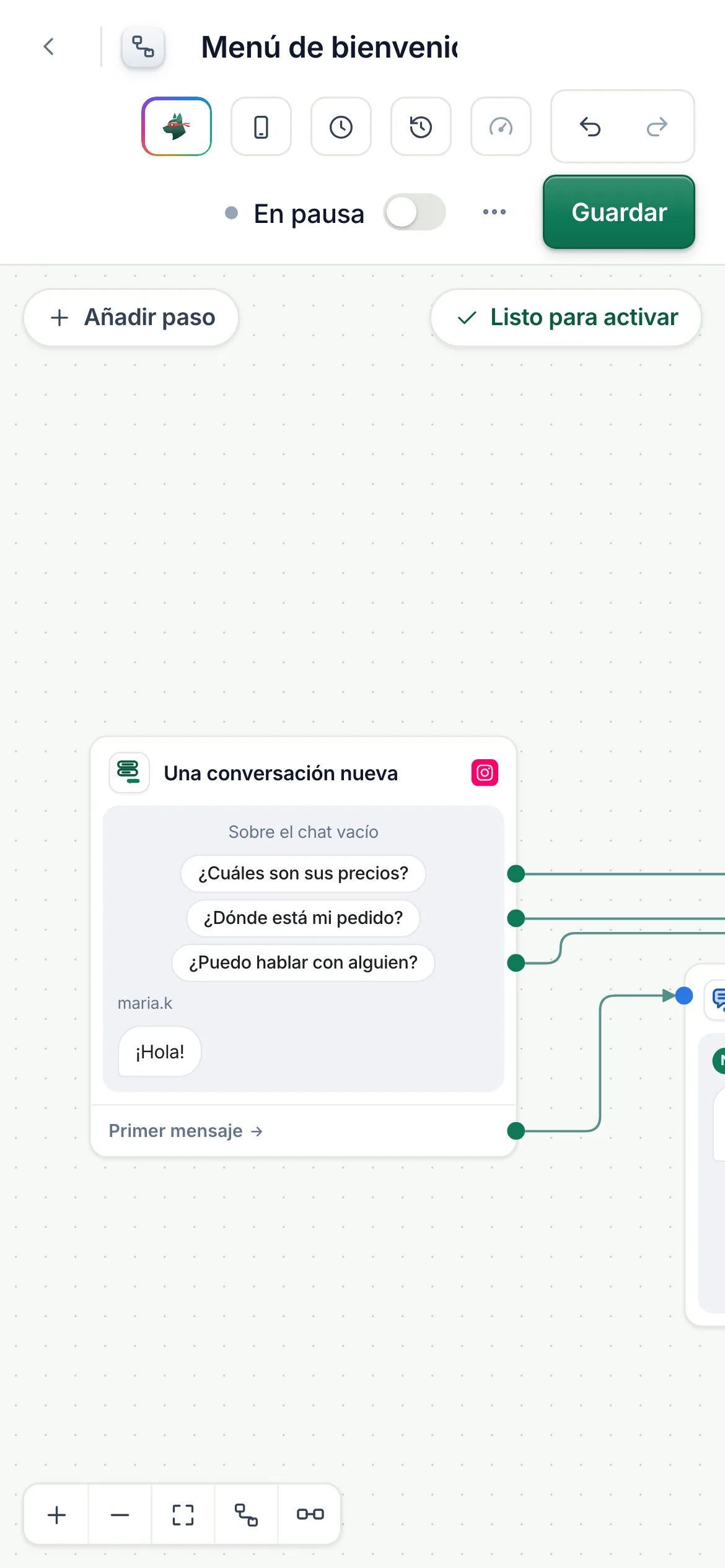 El interruptor Activa en un teléfono, cuando ya no queda nada por corregir.