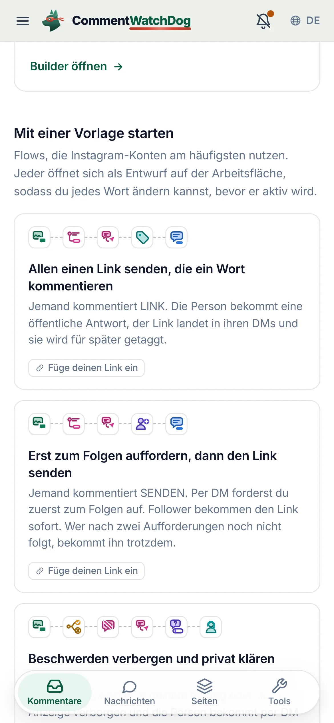 Dieselbe Vorlage auf dem Handy.