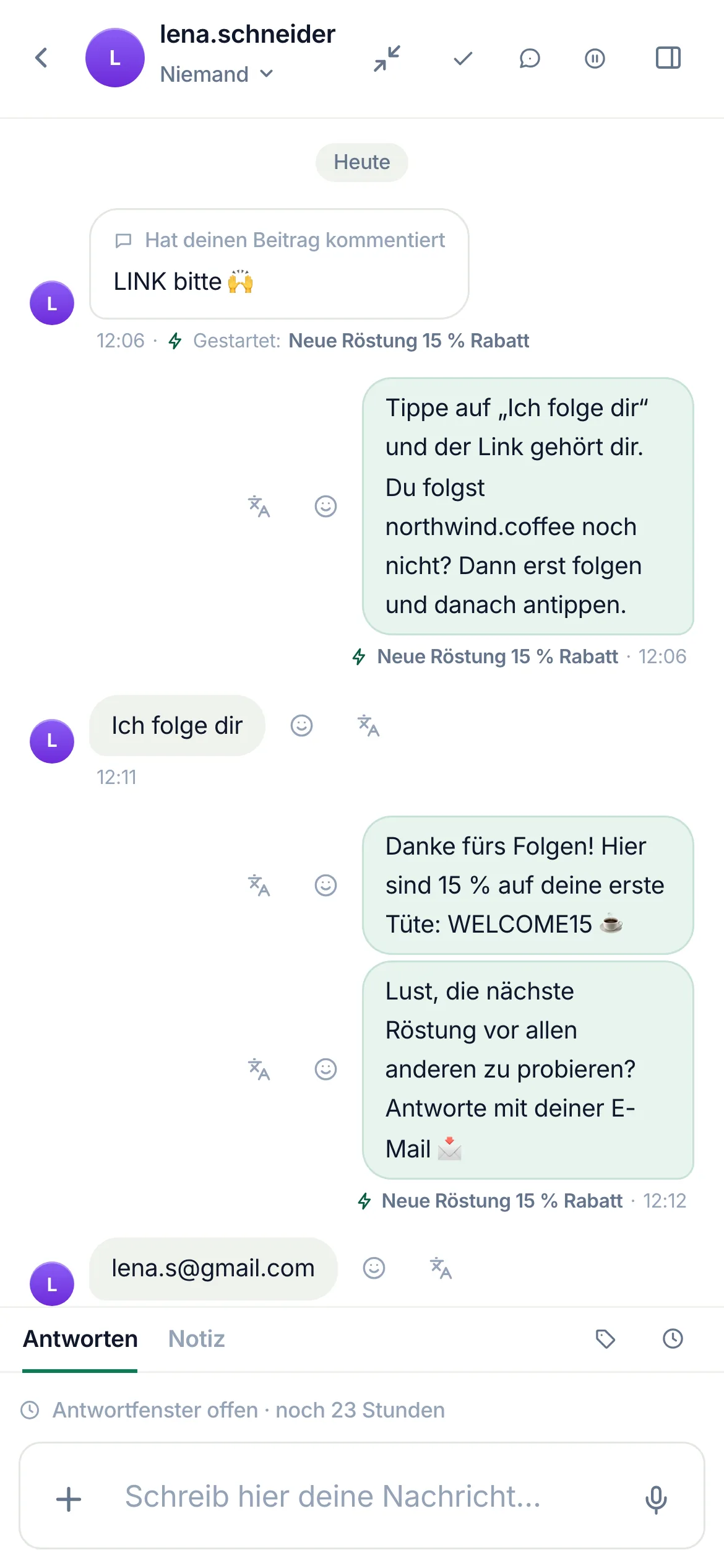 Dasselbe auf dem Handy.
