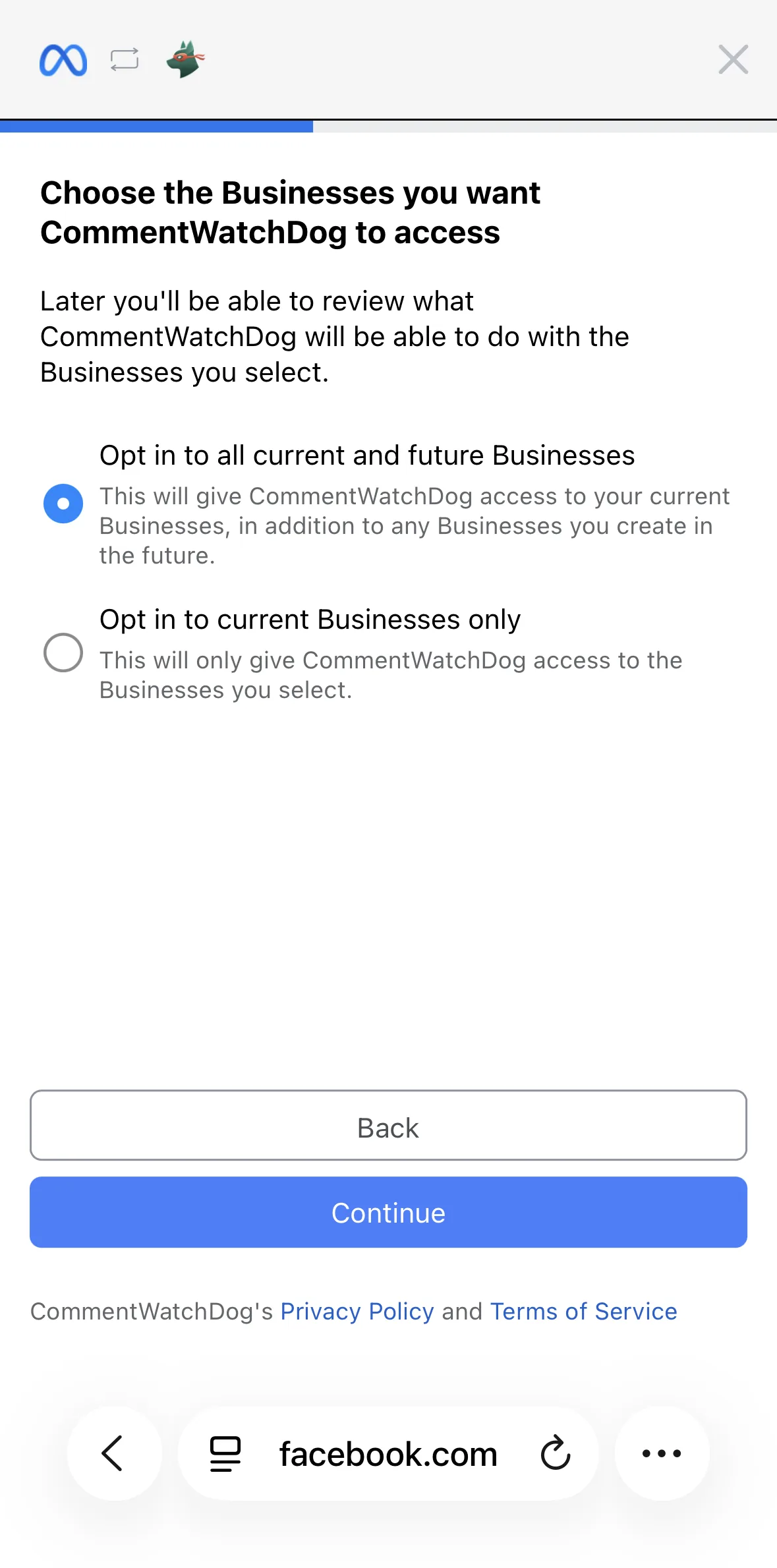 The same screen on a phone.
