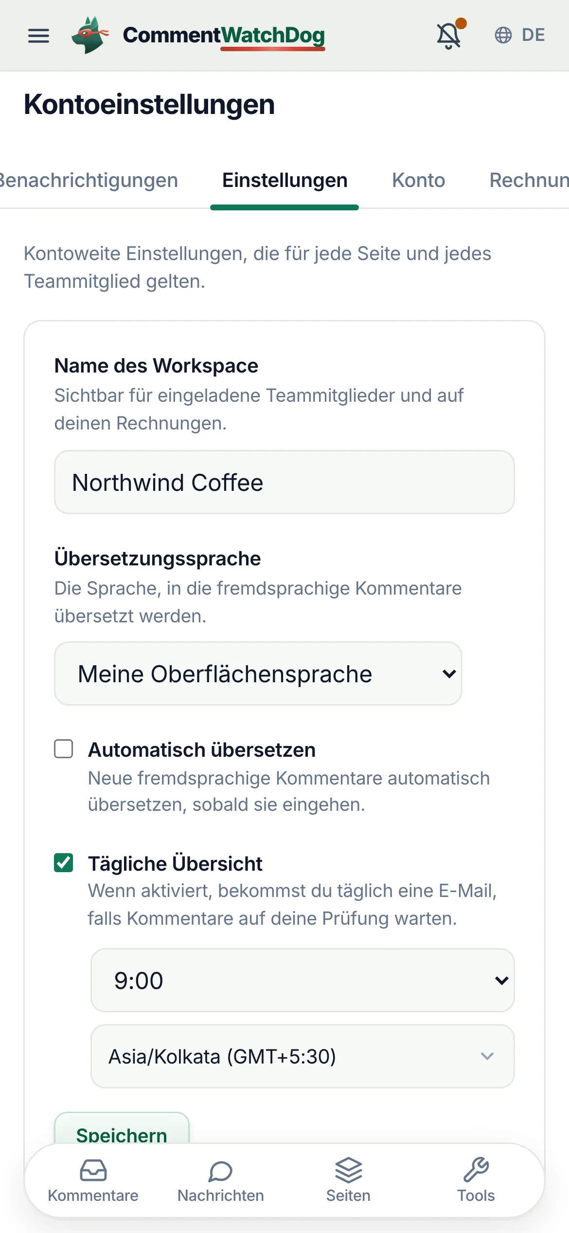 Dasselbe auf dem Handy.
