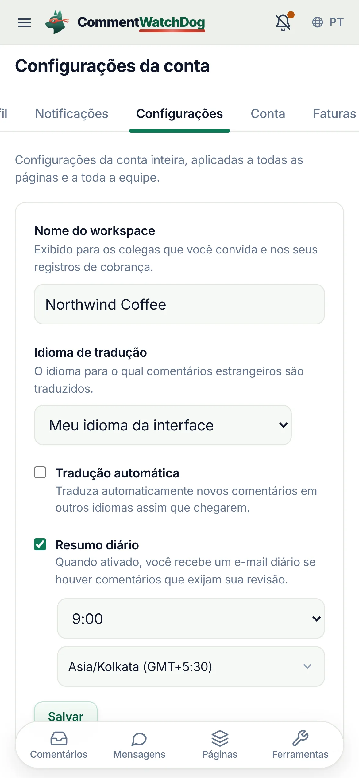 O mesmo em um celular.