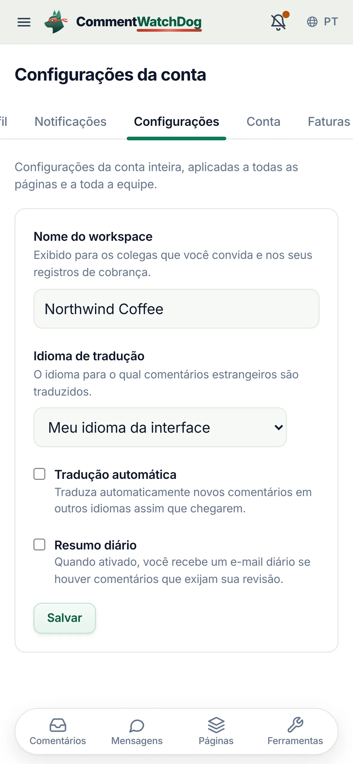 O mesmo em um celular.