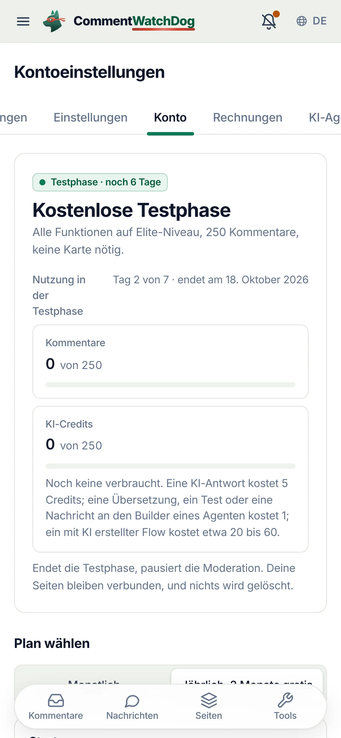 Dasselbe auf dem Handy.
