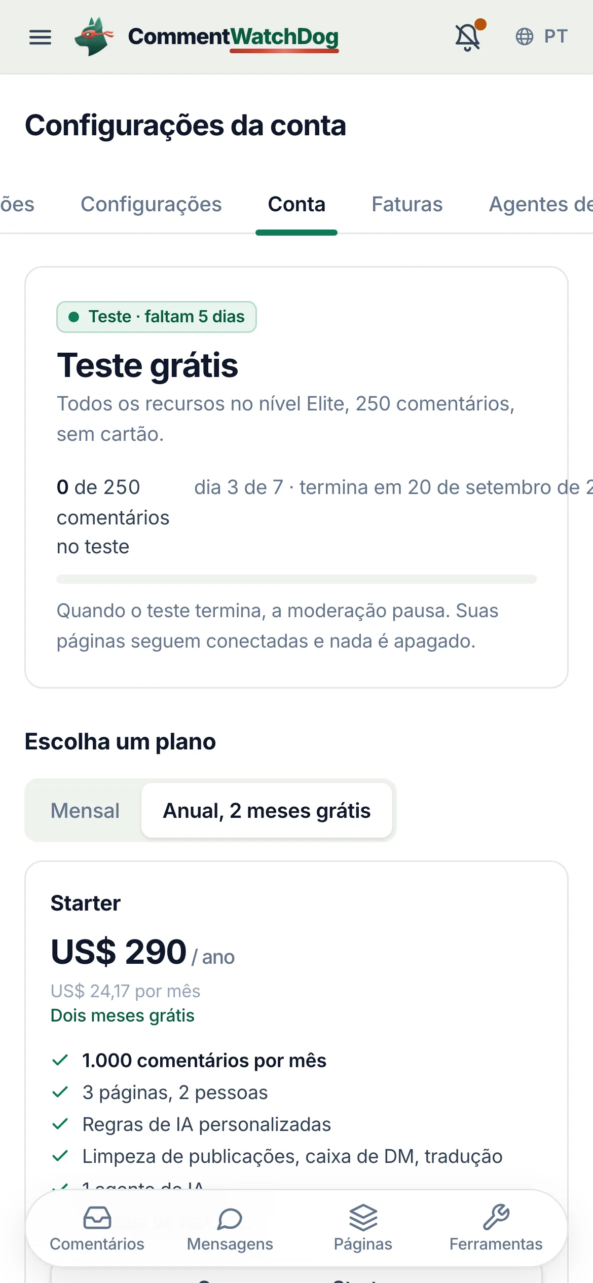 O mesmo em um celular.