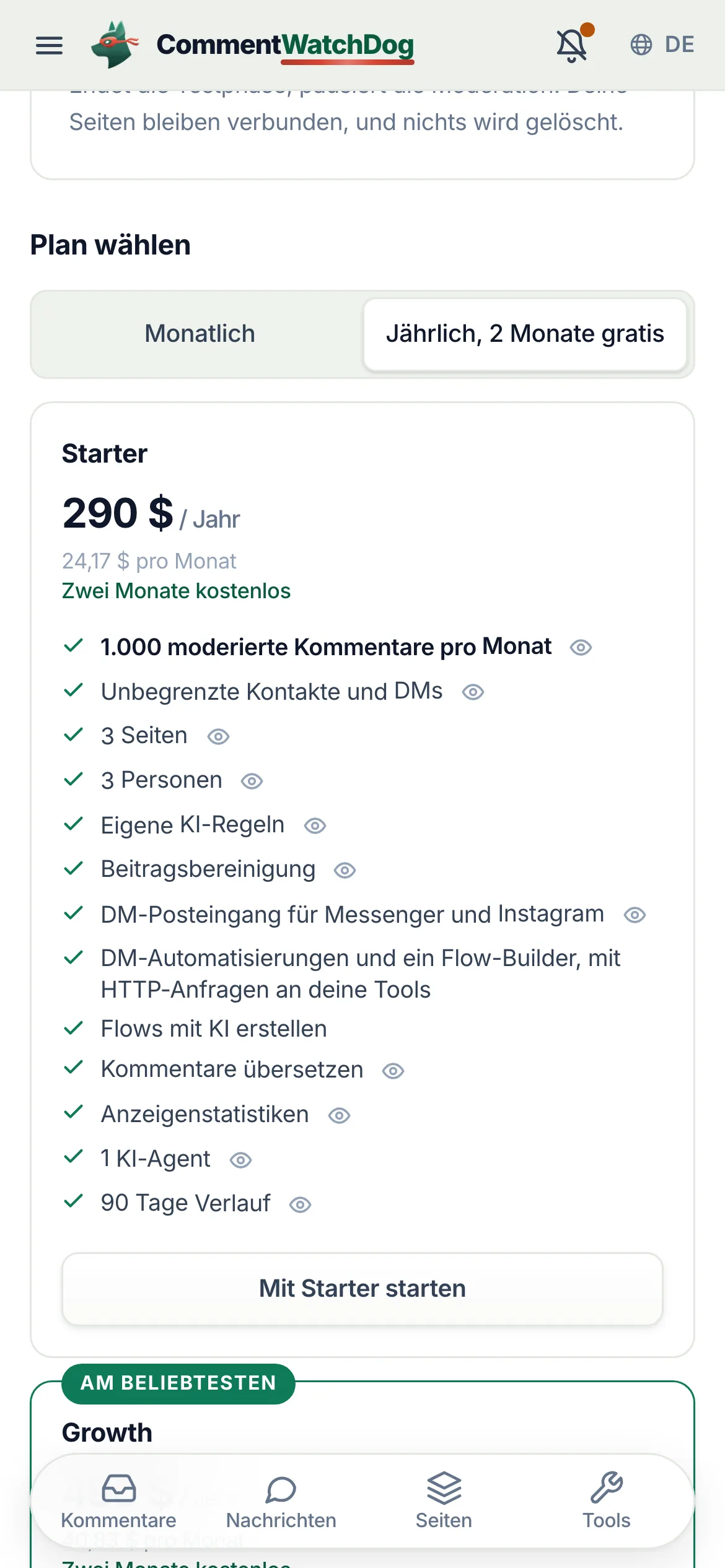 Dasselbe auf dem Handy.