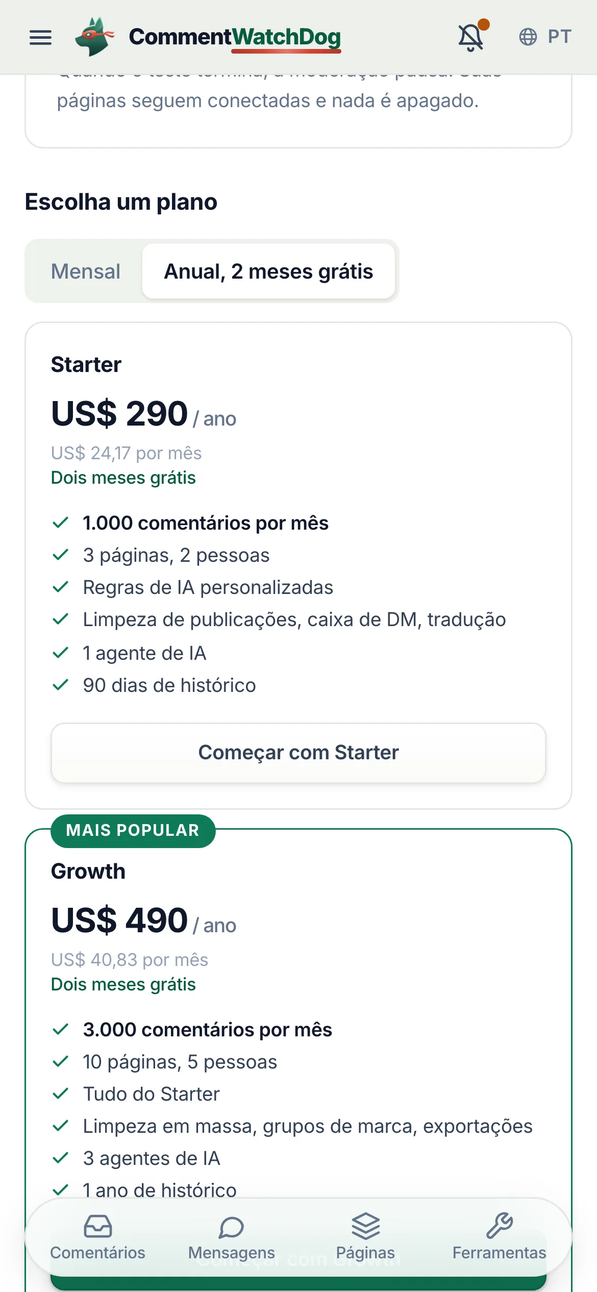 O mesmo em um celular.
