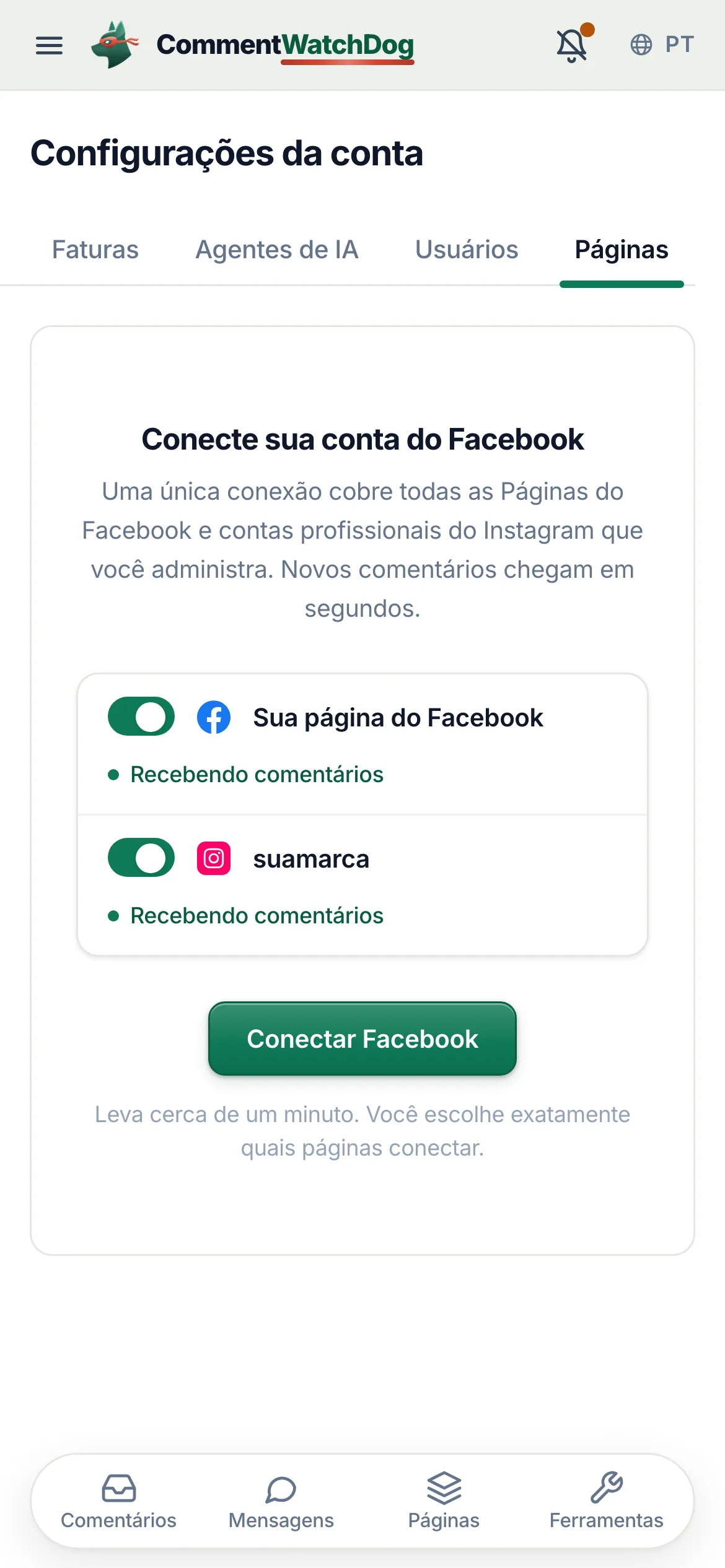 O mesmo cartão em um celular.