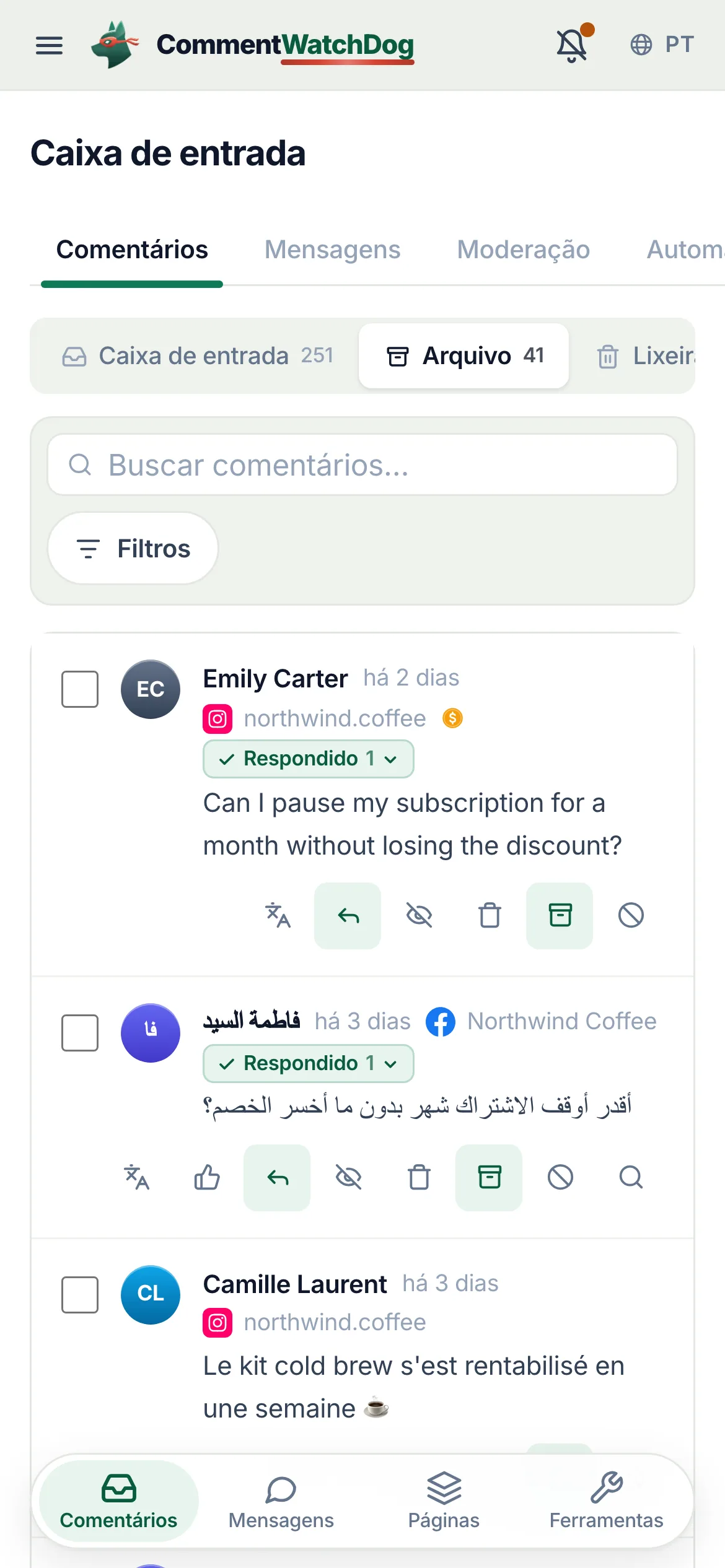 O mesmo em um celular.