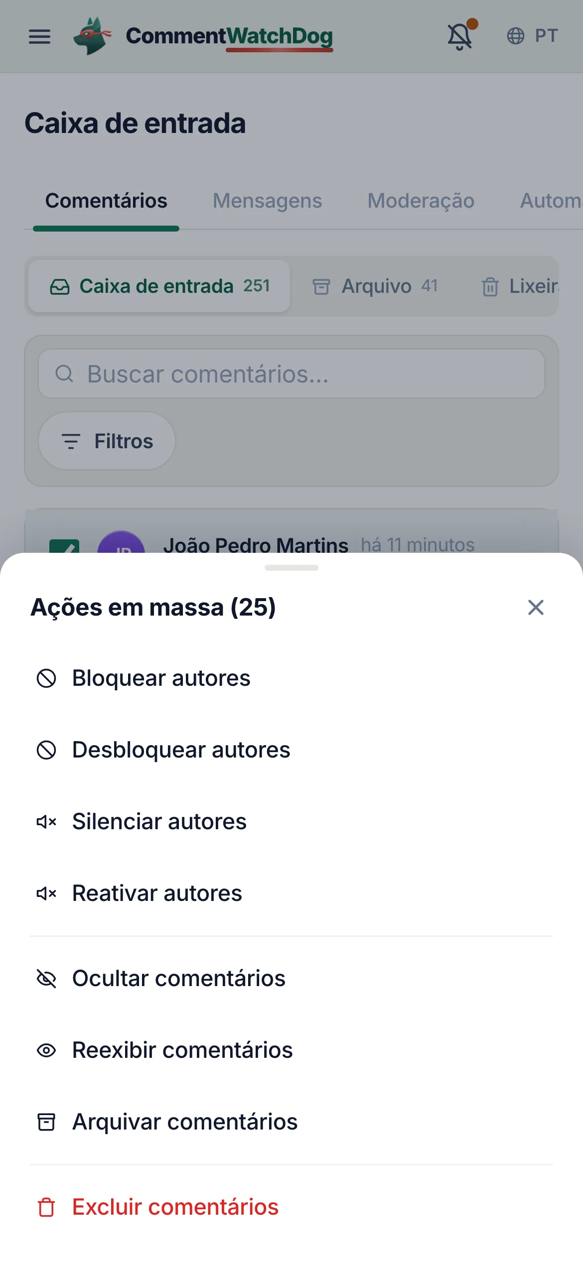 O mesmo em um celular.