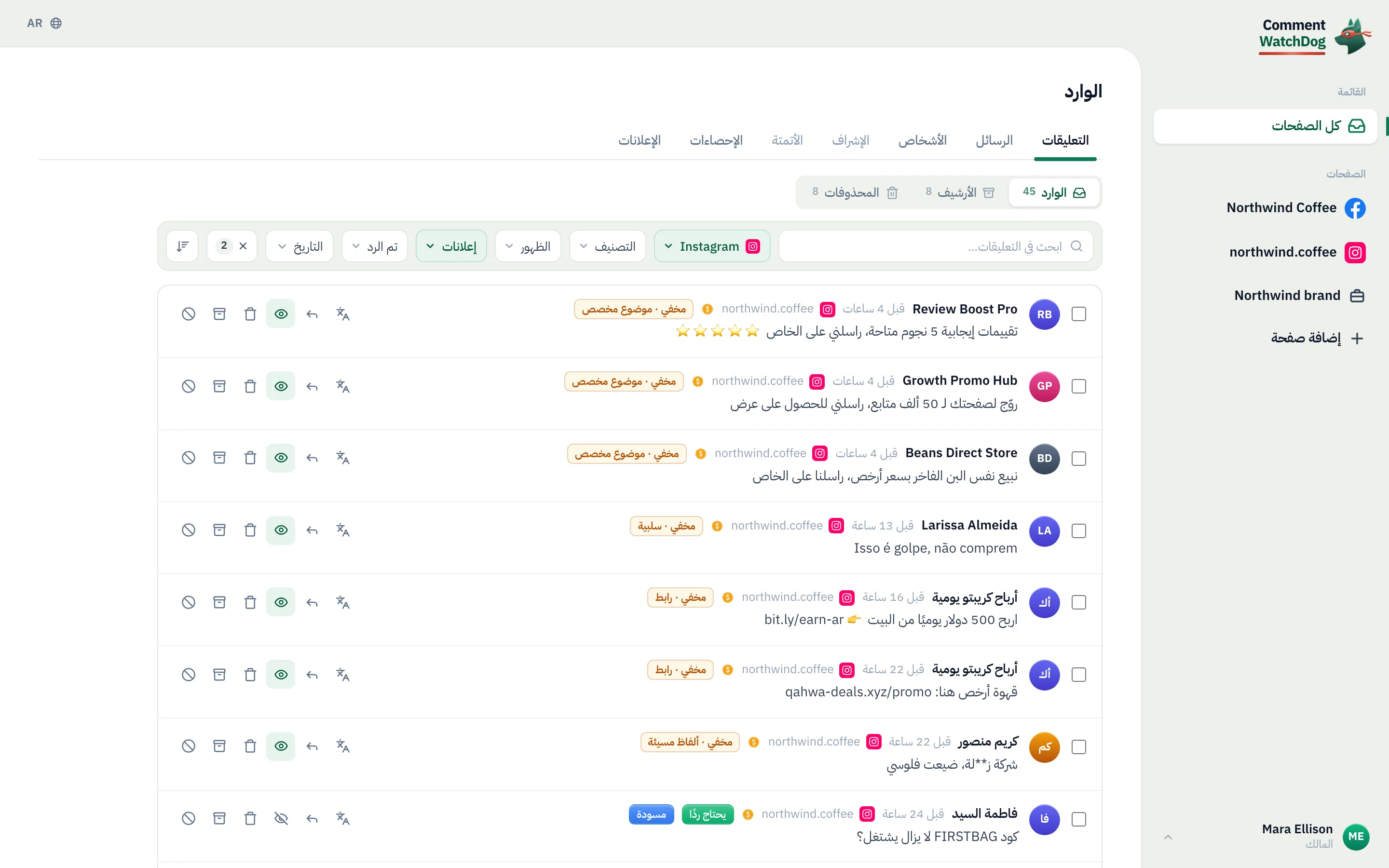 الحماية نفسها على إعلانات إنستغرام.