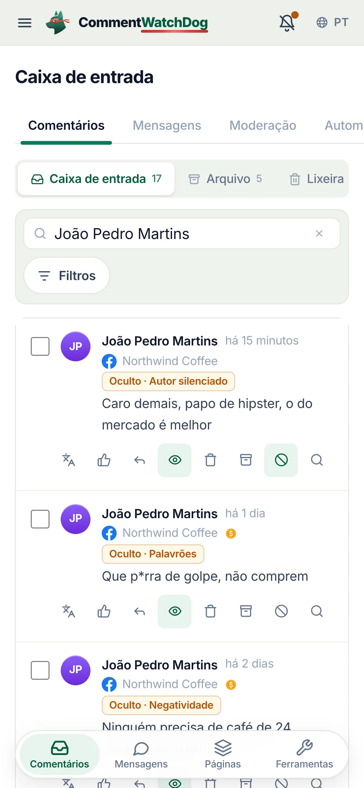 O mesmo em um celular.