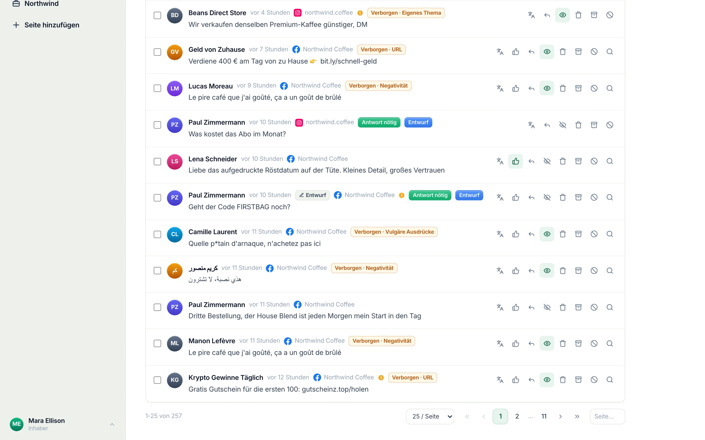 „Kommentare pro Seite“, am Ende der Liste.