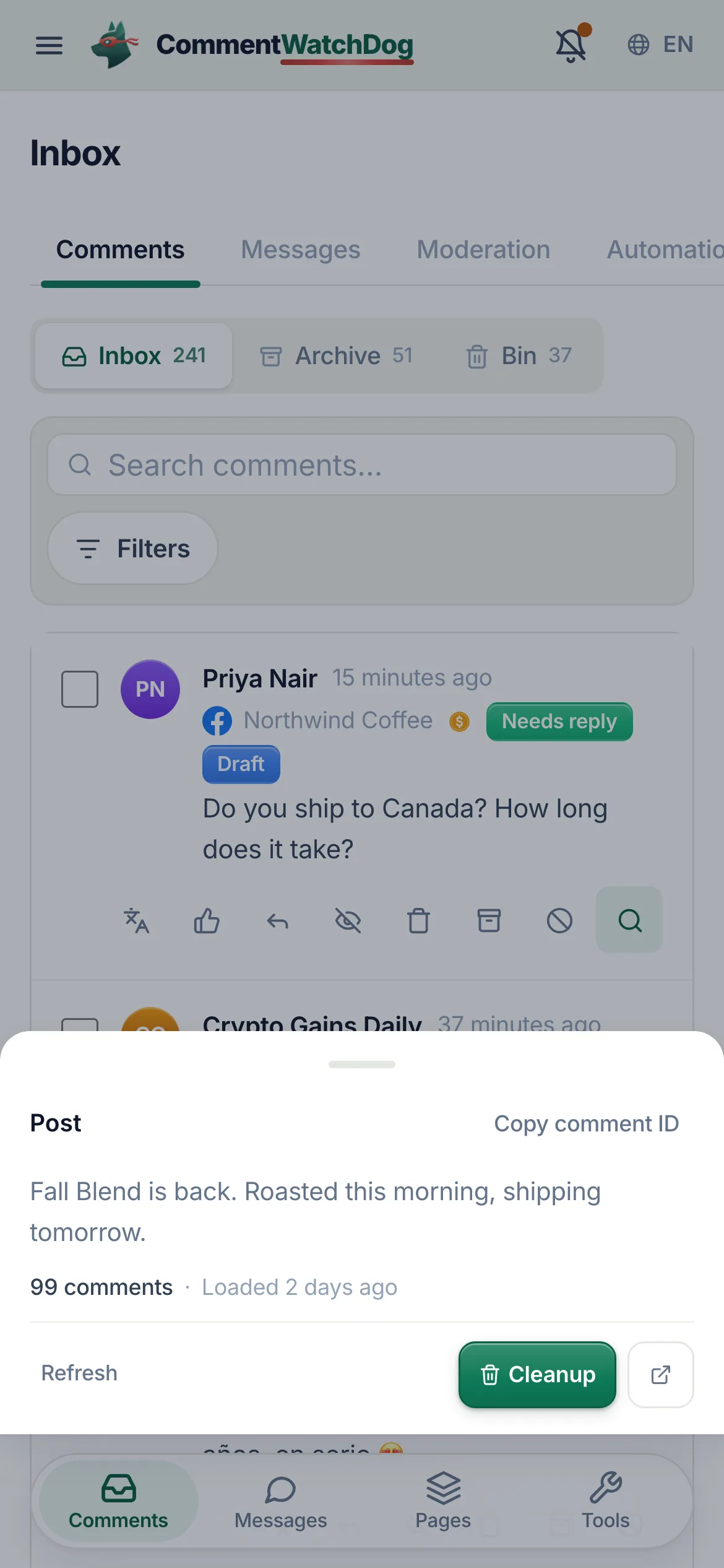The same on a phone.