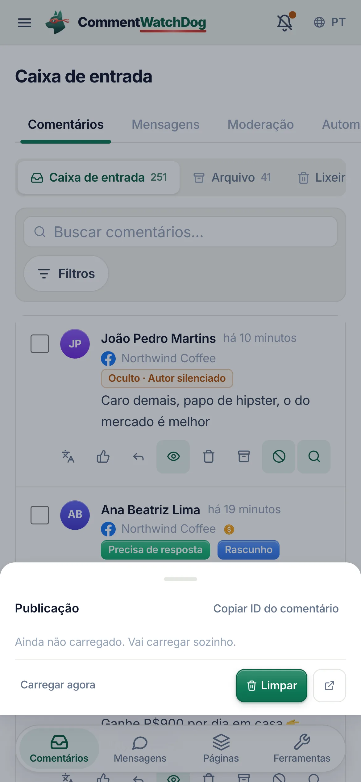 O mesmo em um celular.