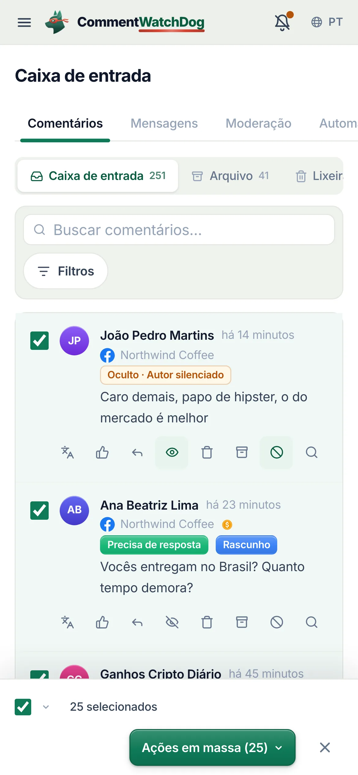 O mesmo em um celular.