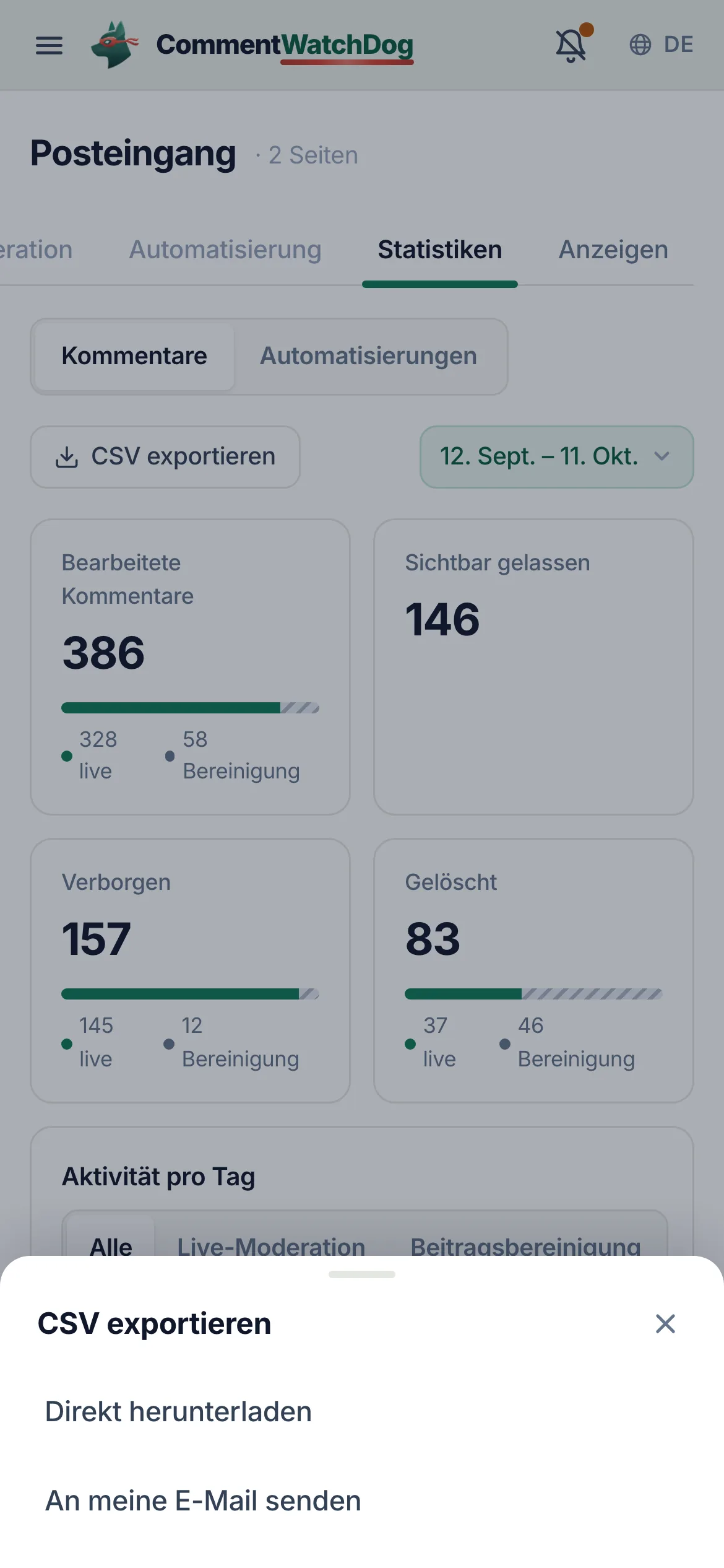 Dasselbe auf dem Handy.