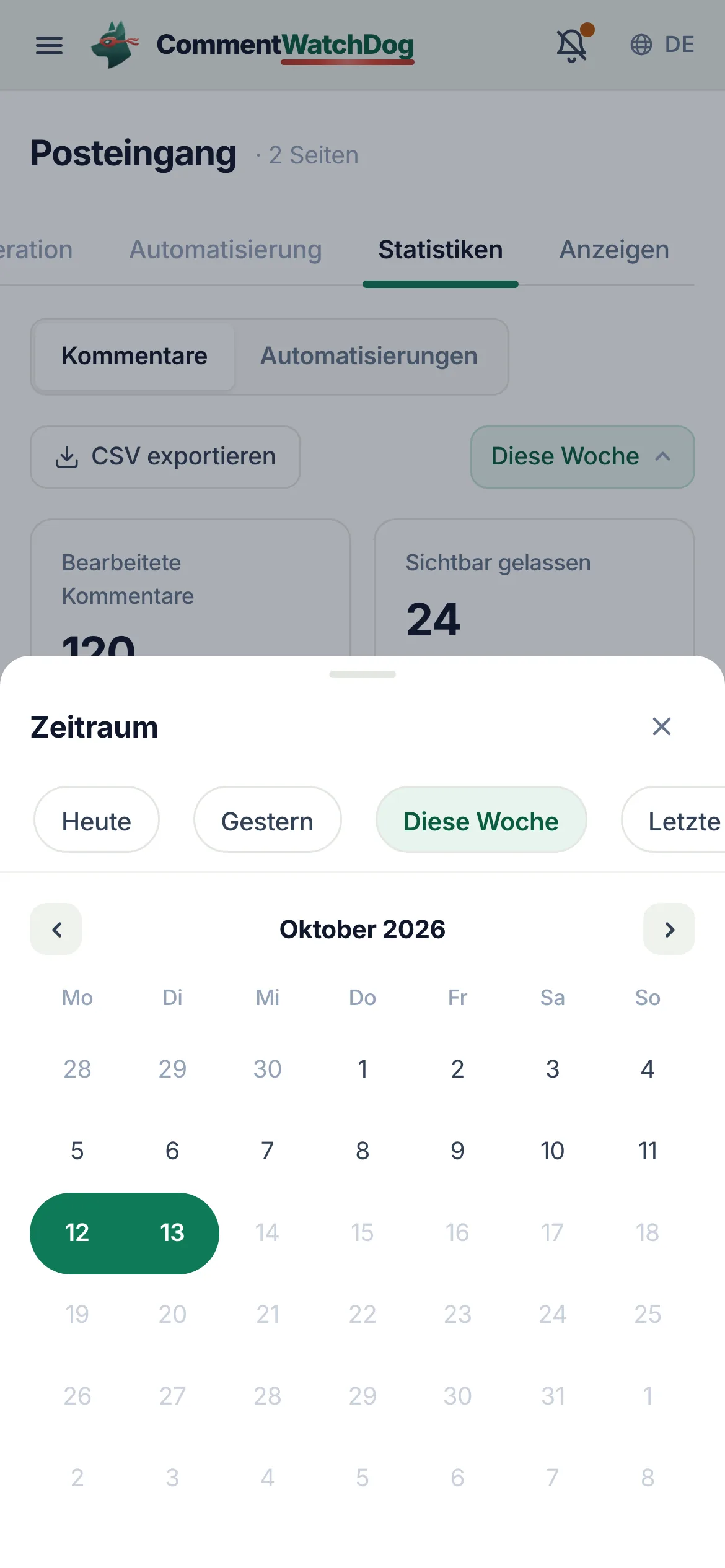 Dasselbe auf dem Handy.