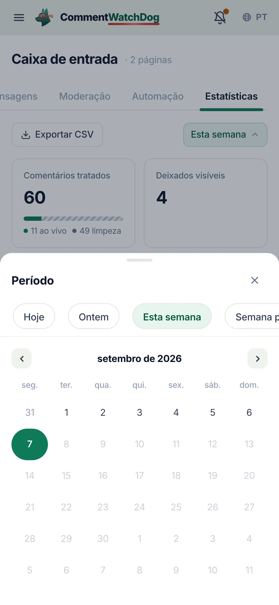 O mesmo em um celular.
