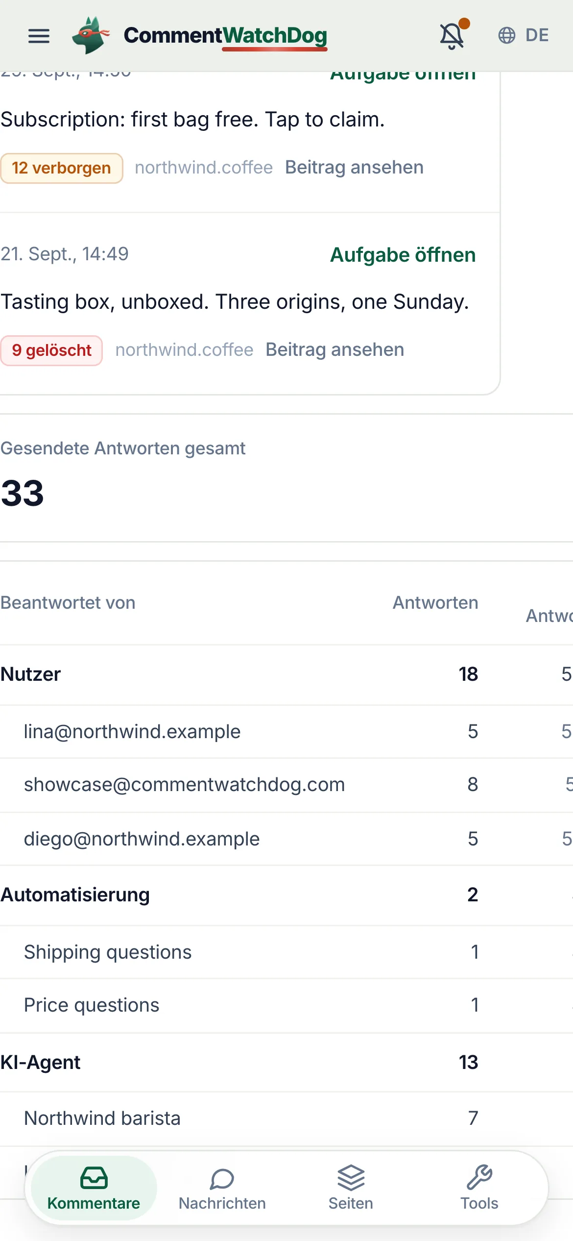 Dasselbe auf dem Handy.