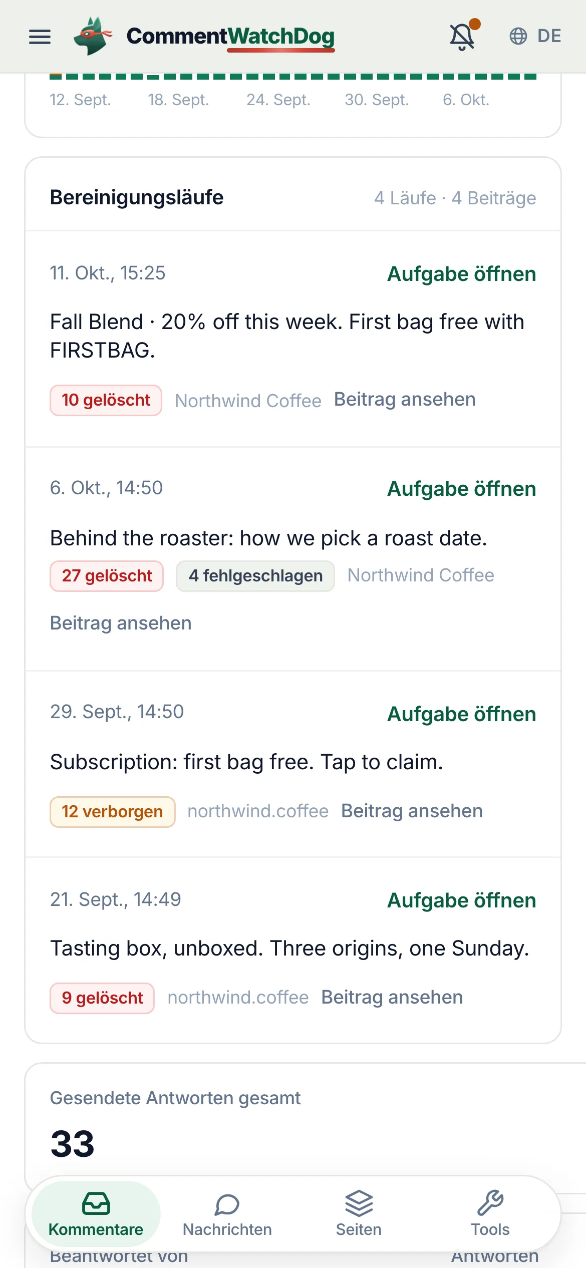 Dasselbe auf dem Handy.
