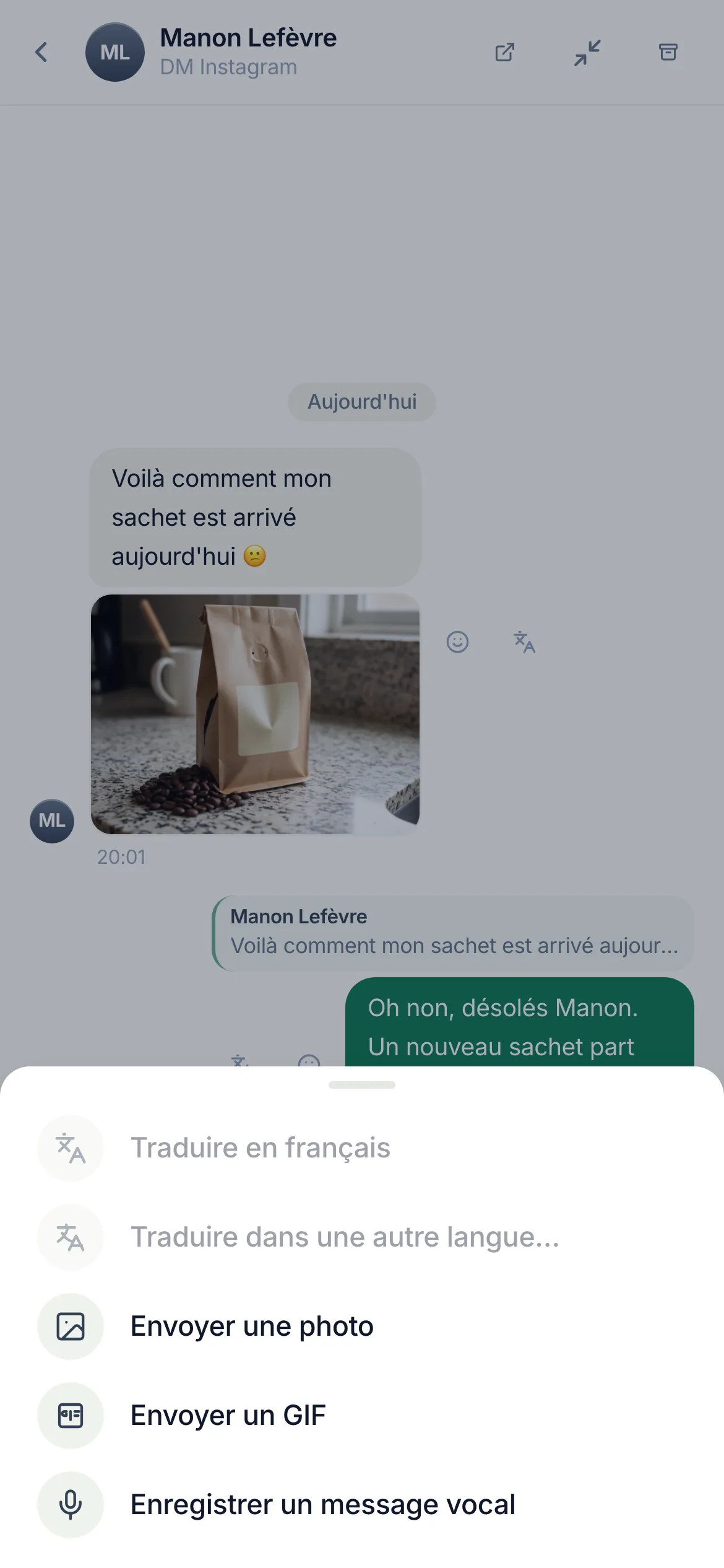 Le volet Plus dans un fil sur un téléphone.