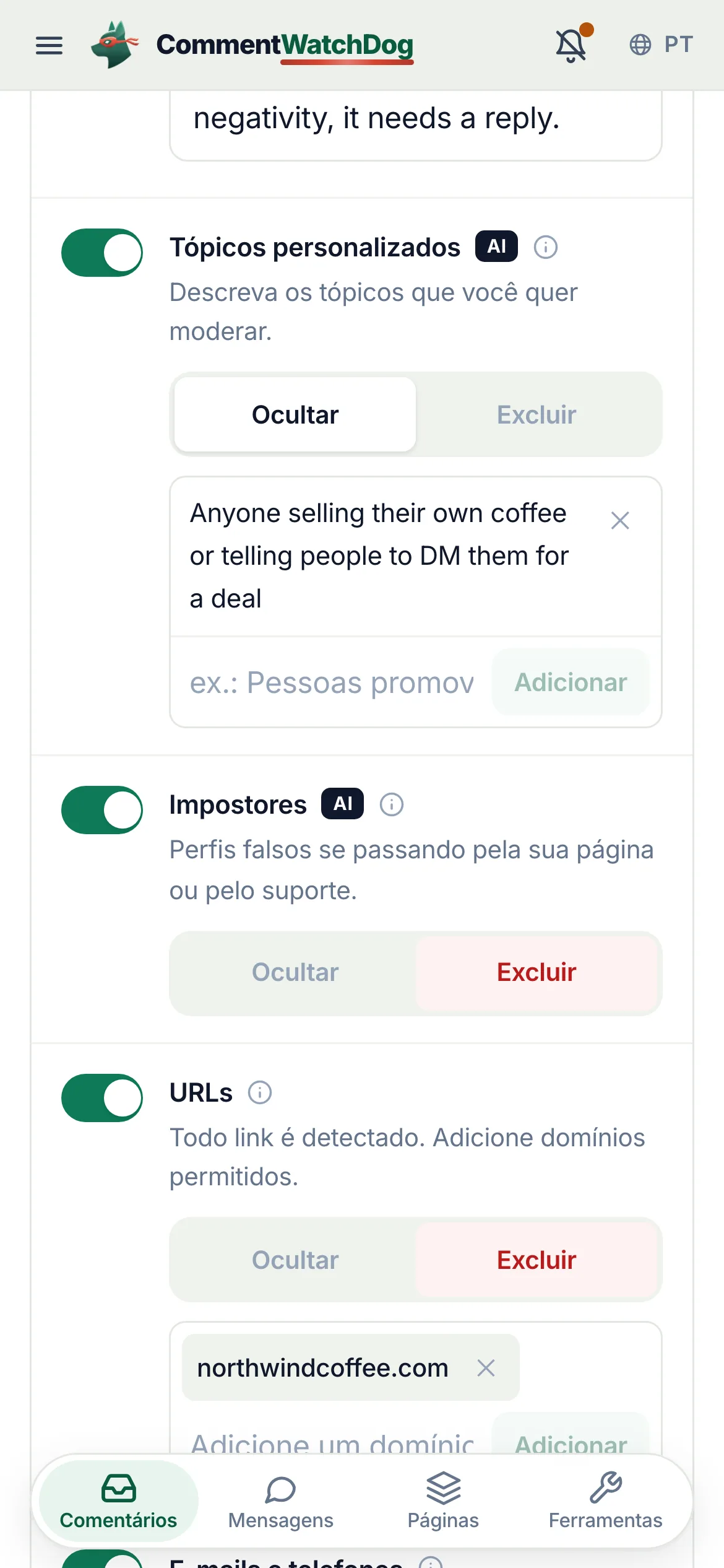 O mesmo em um celular.