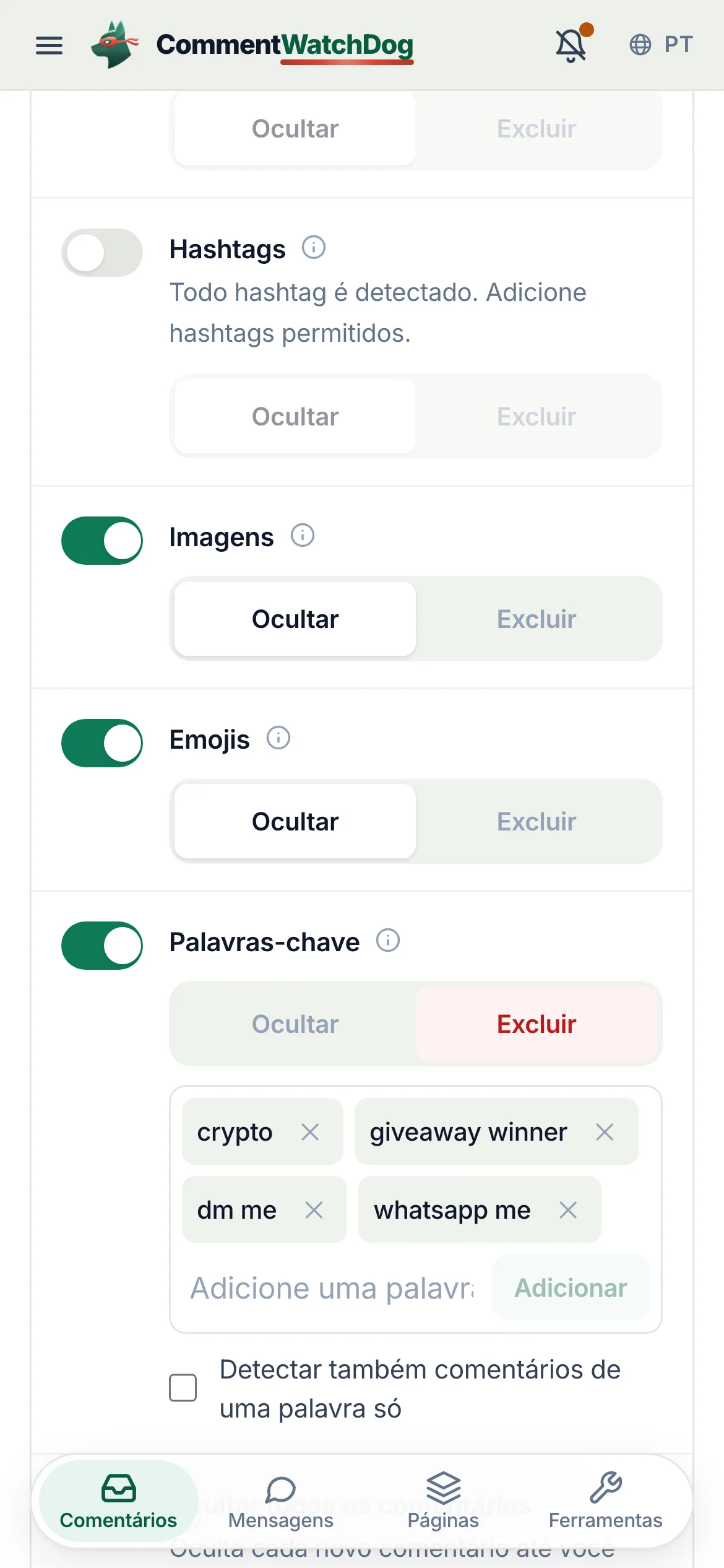 O mesmo em um celular.
