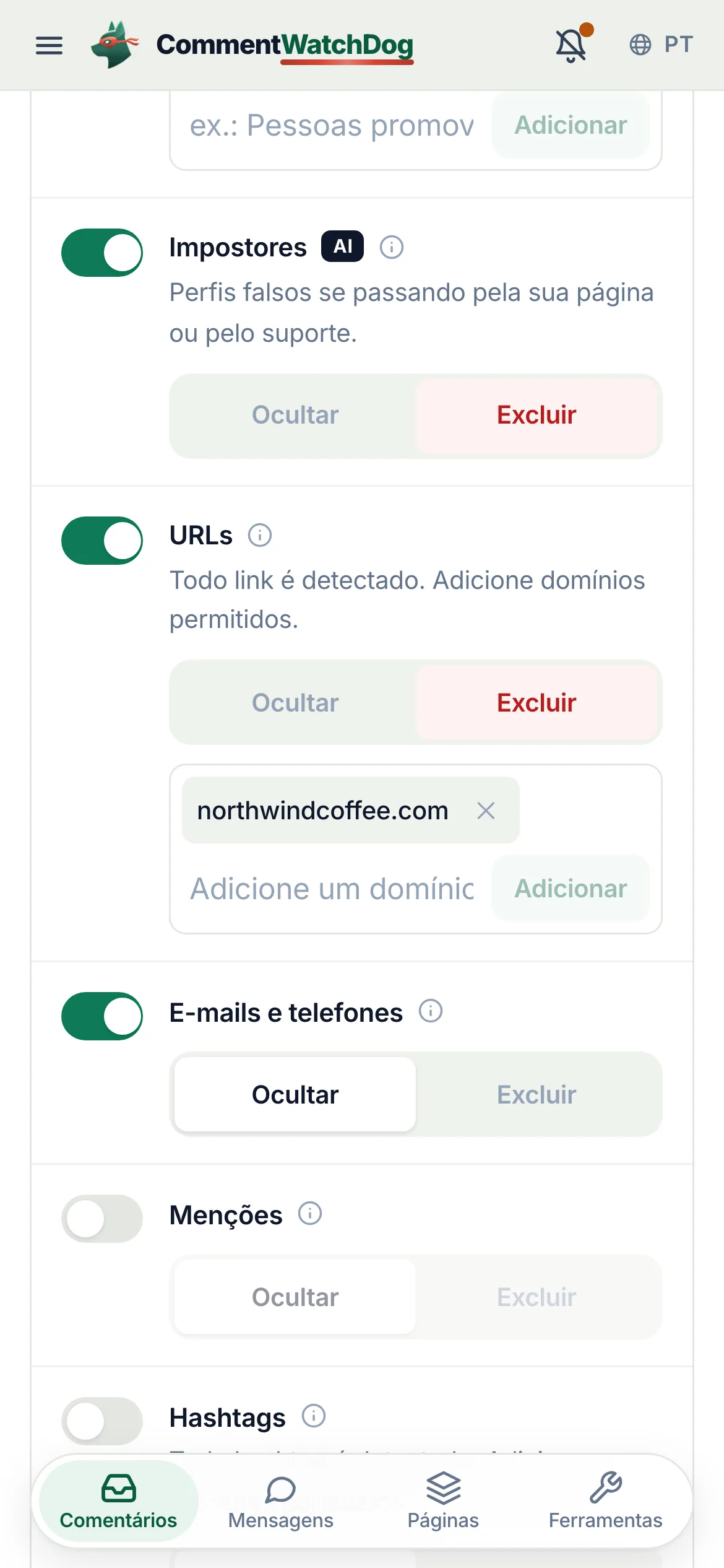 O mesmo em um celular.