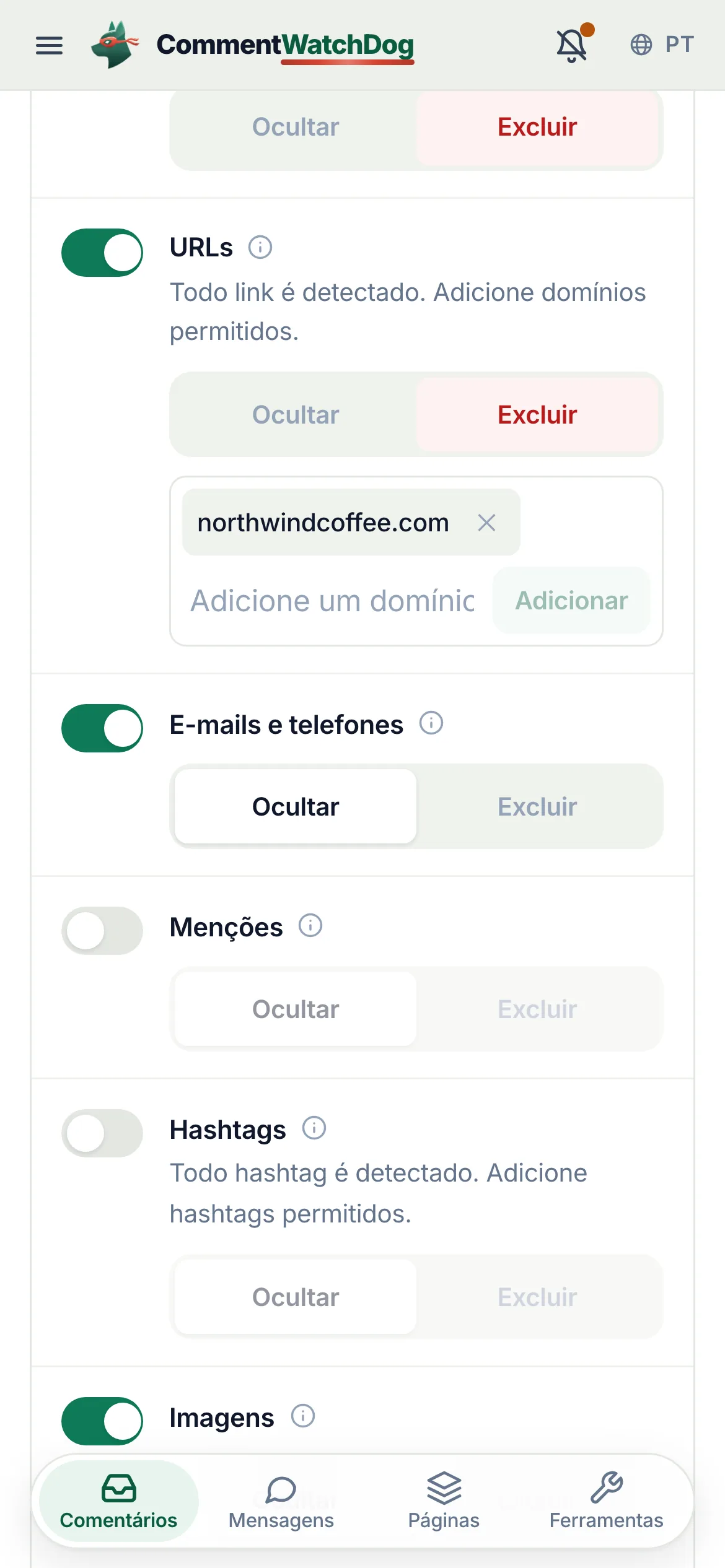 O mesmo em um celular.