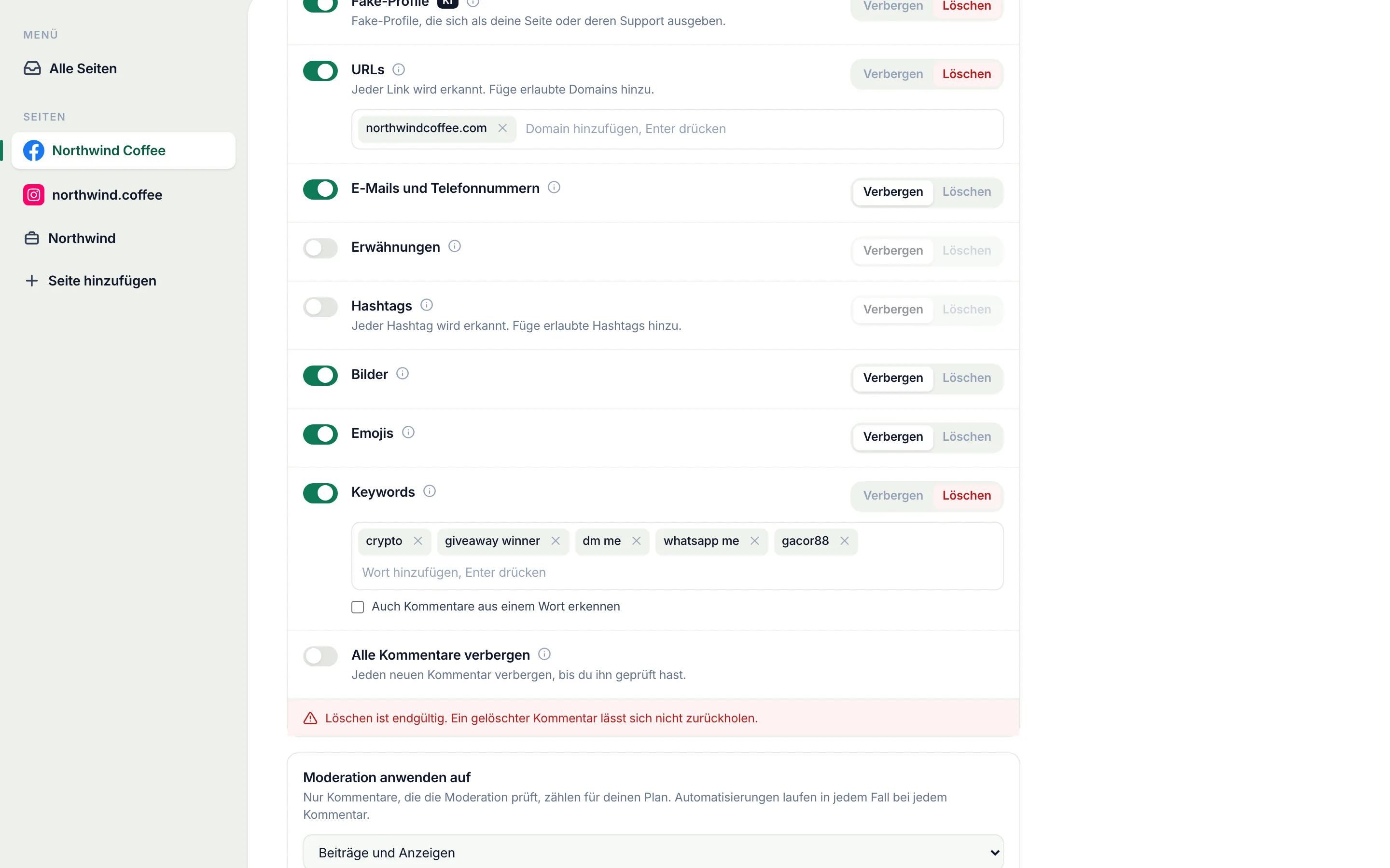 Die Regeln, die bei dem greifen, was im Text steht, von „URLs“ abwärts.