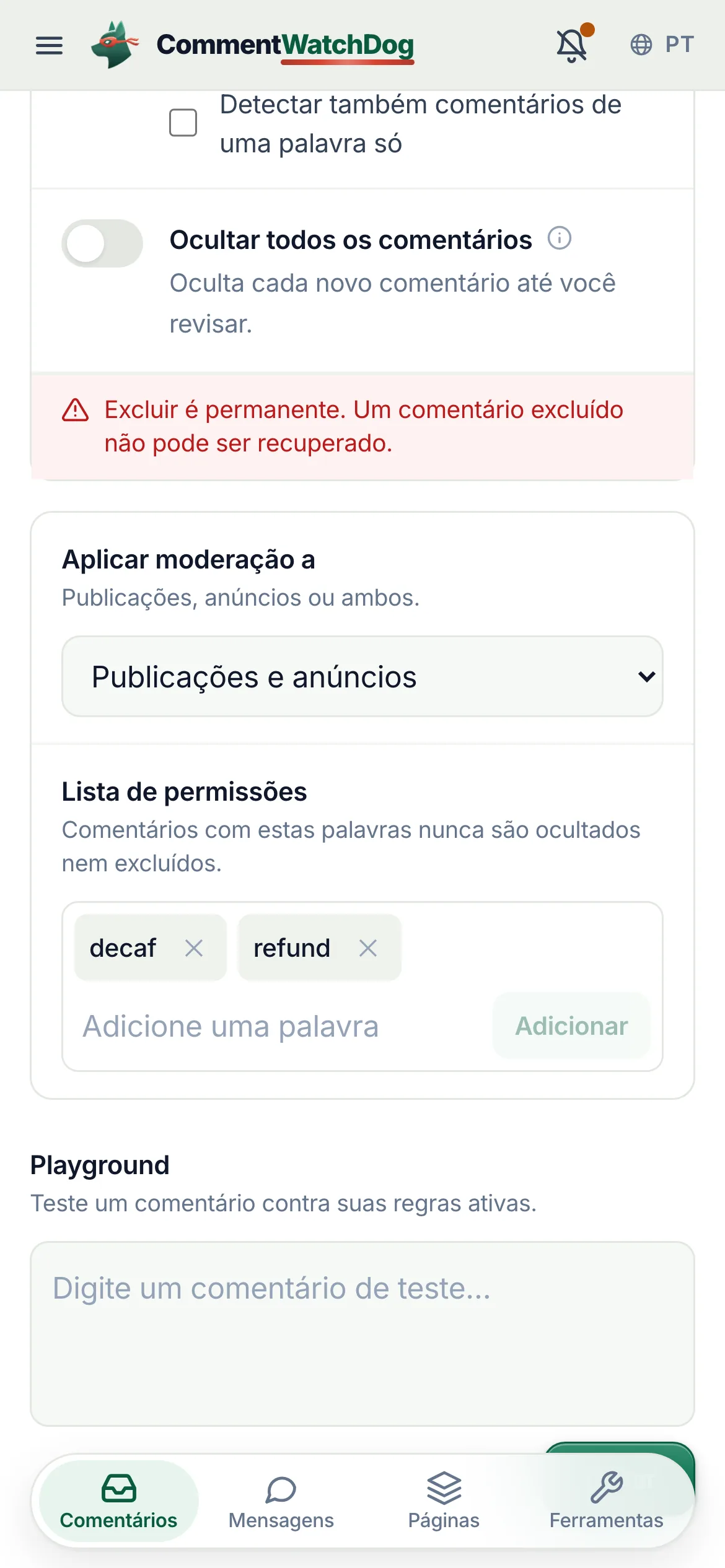 O mesmo em um celular.