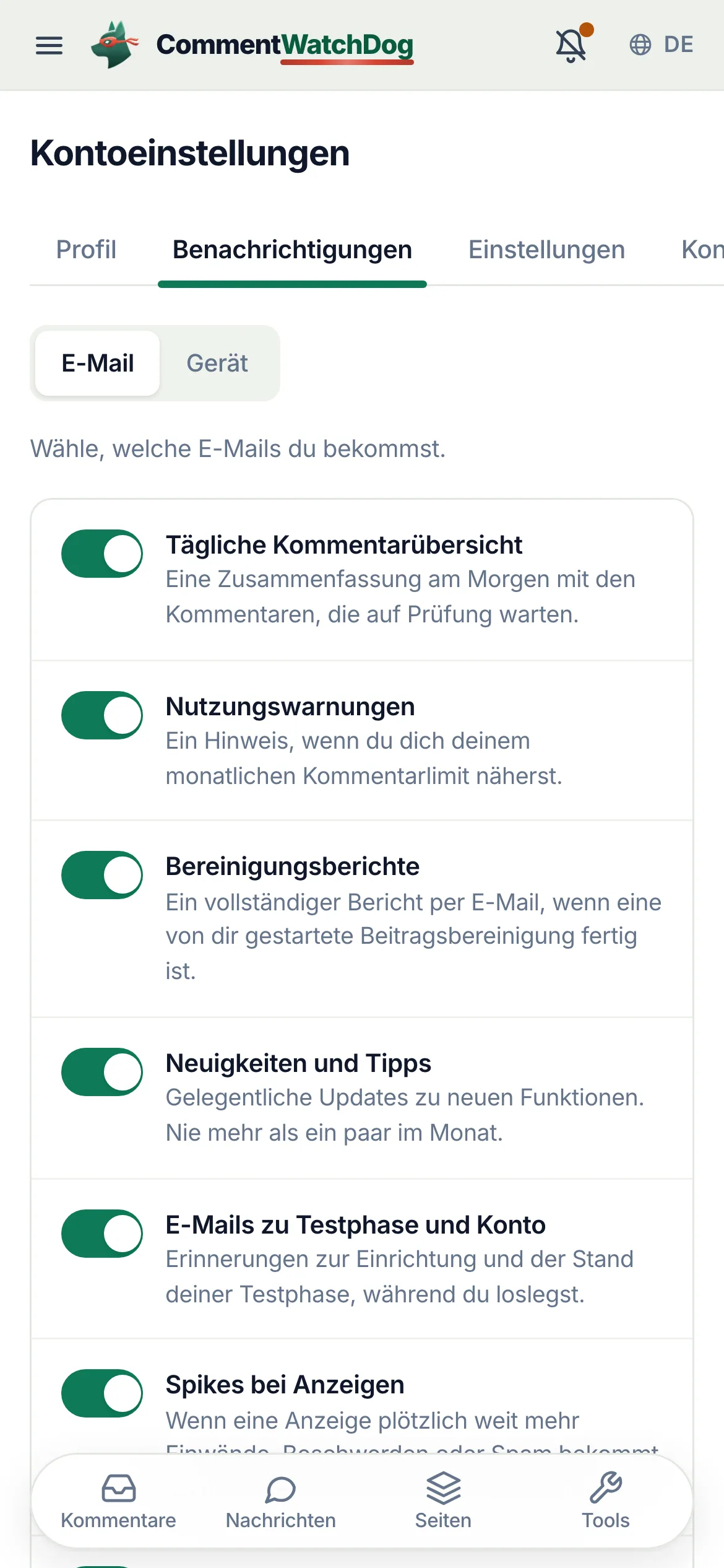 Dasselbe auf dem Handy.
