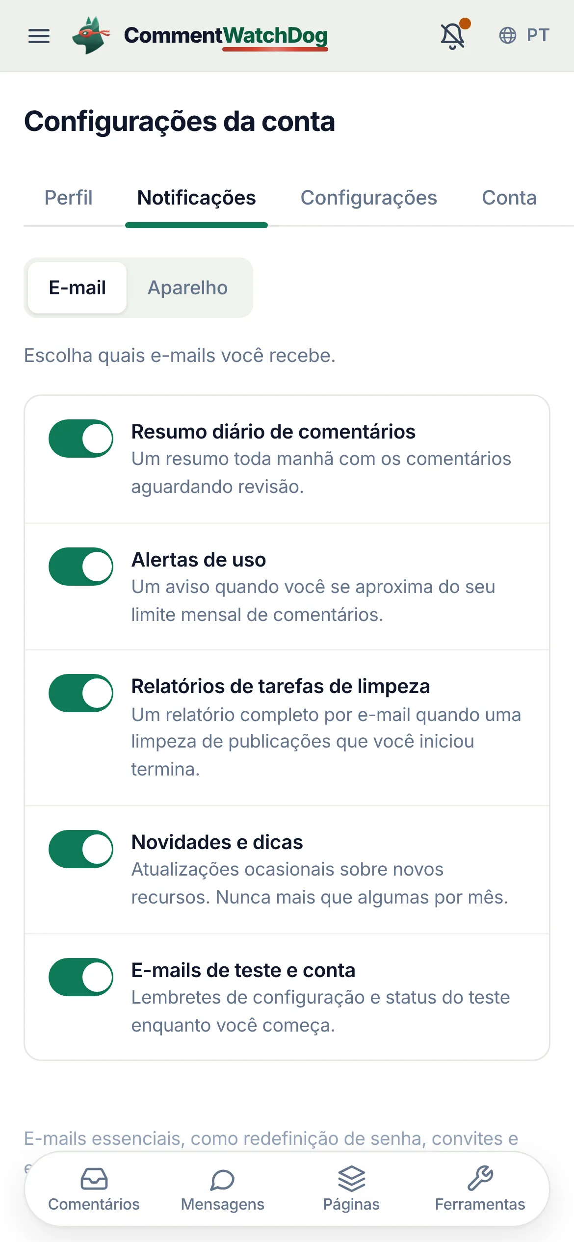 O mesmo em um celular.