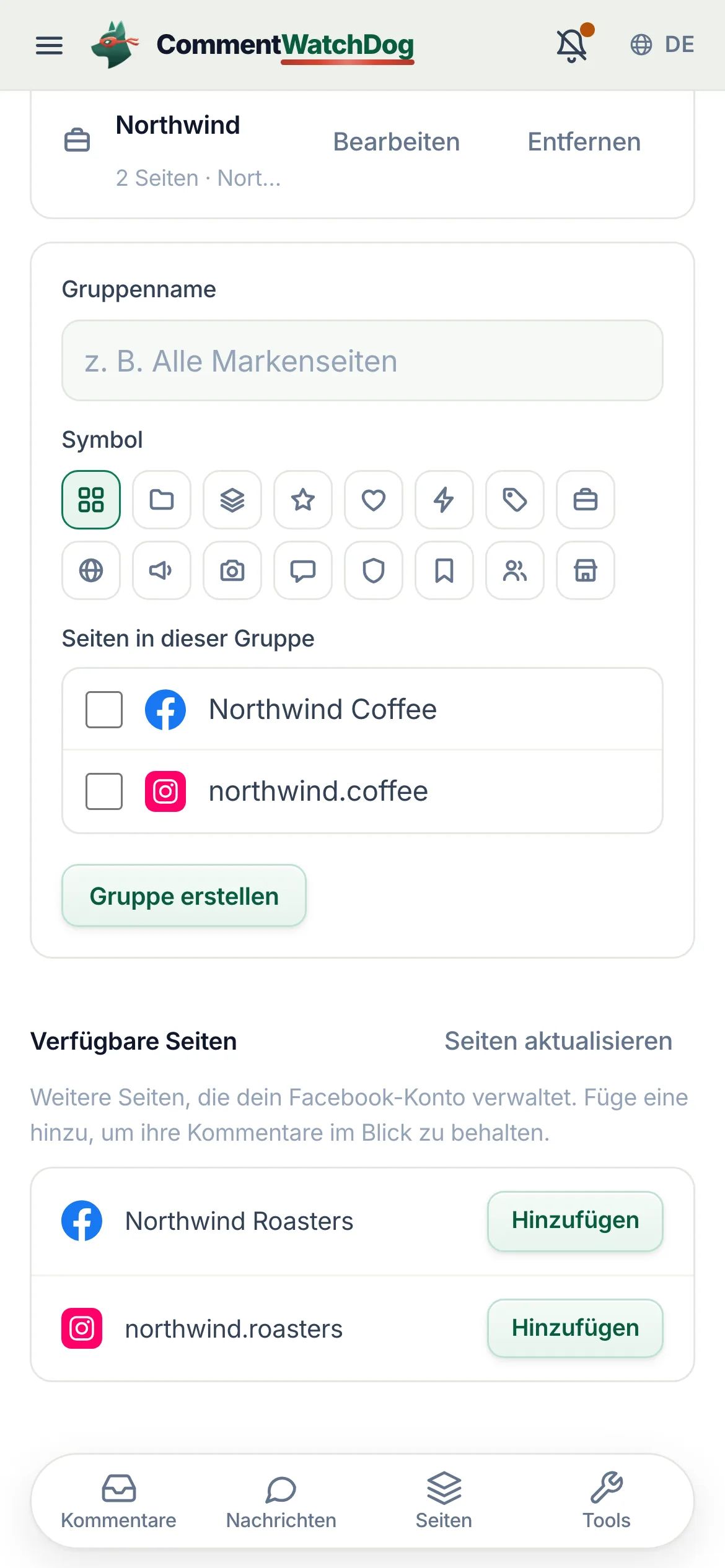 Dasselbe auf dem Handy.