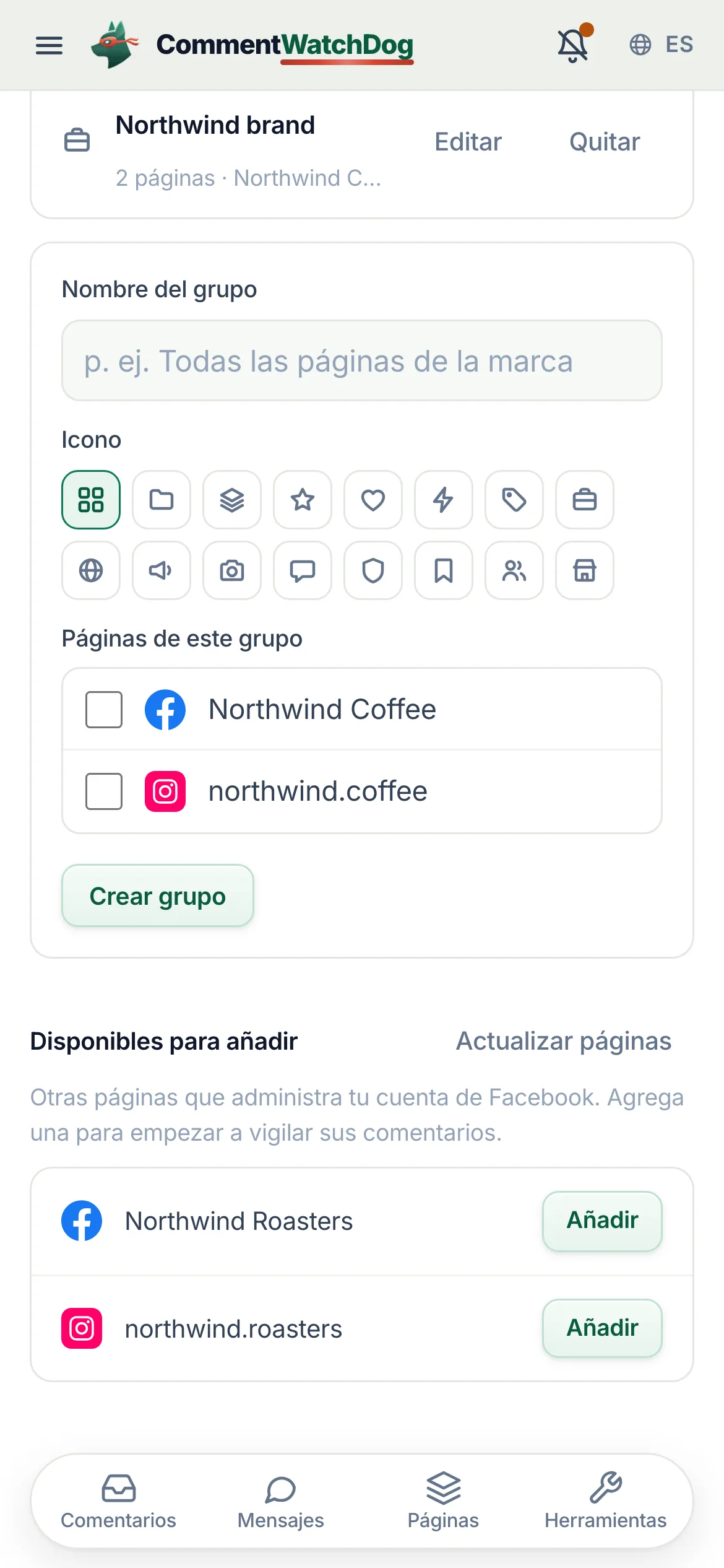 La misma lista en un teléfono.